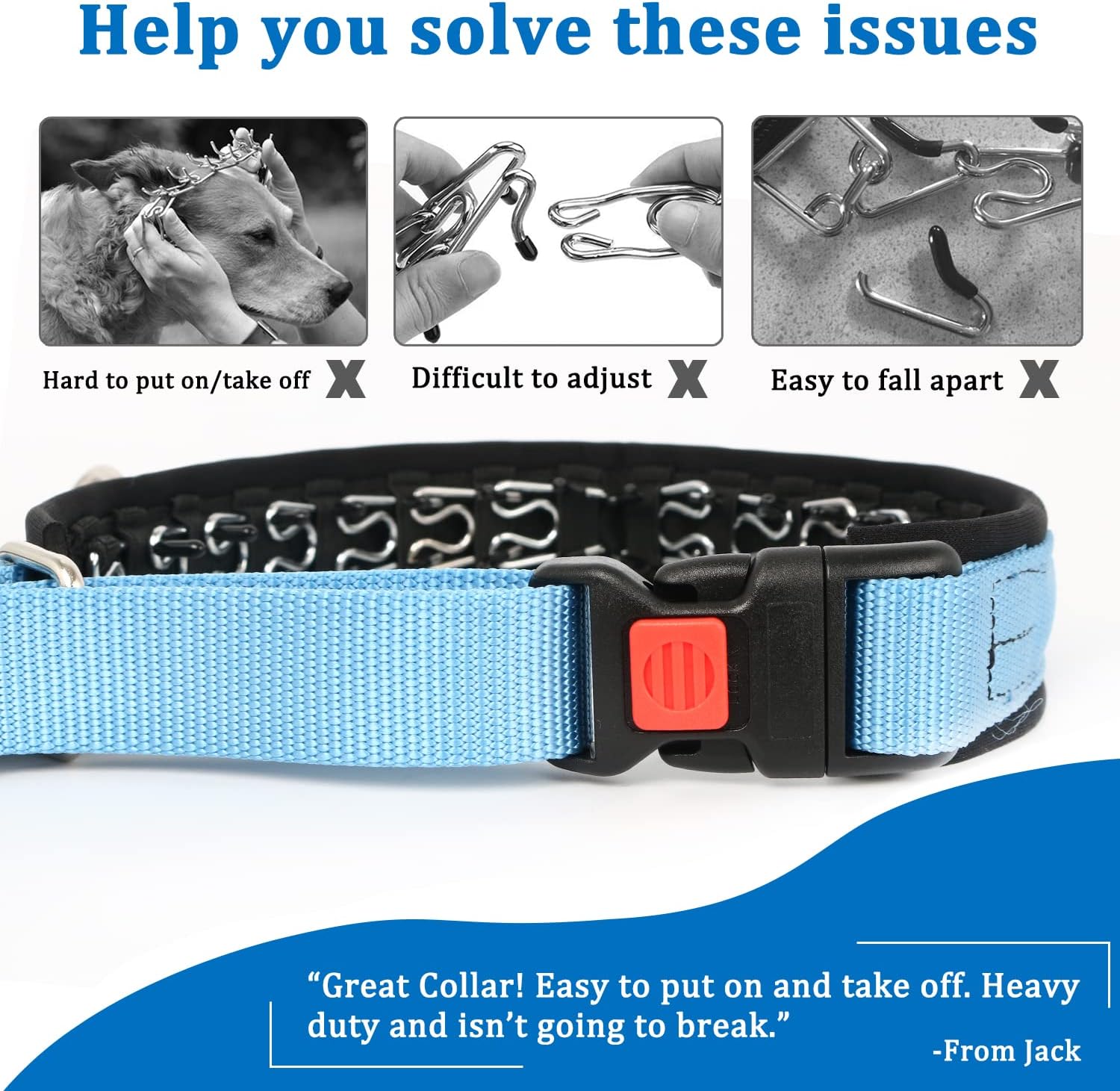 Mayerzon Collar de perro sin tirones, collar de martingala para perros pequeños, medianos y grandes, collar antitirones con hebilla y nailon