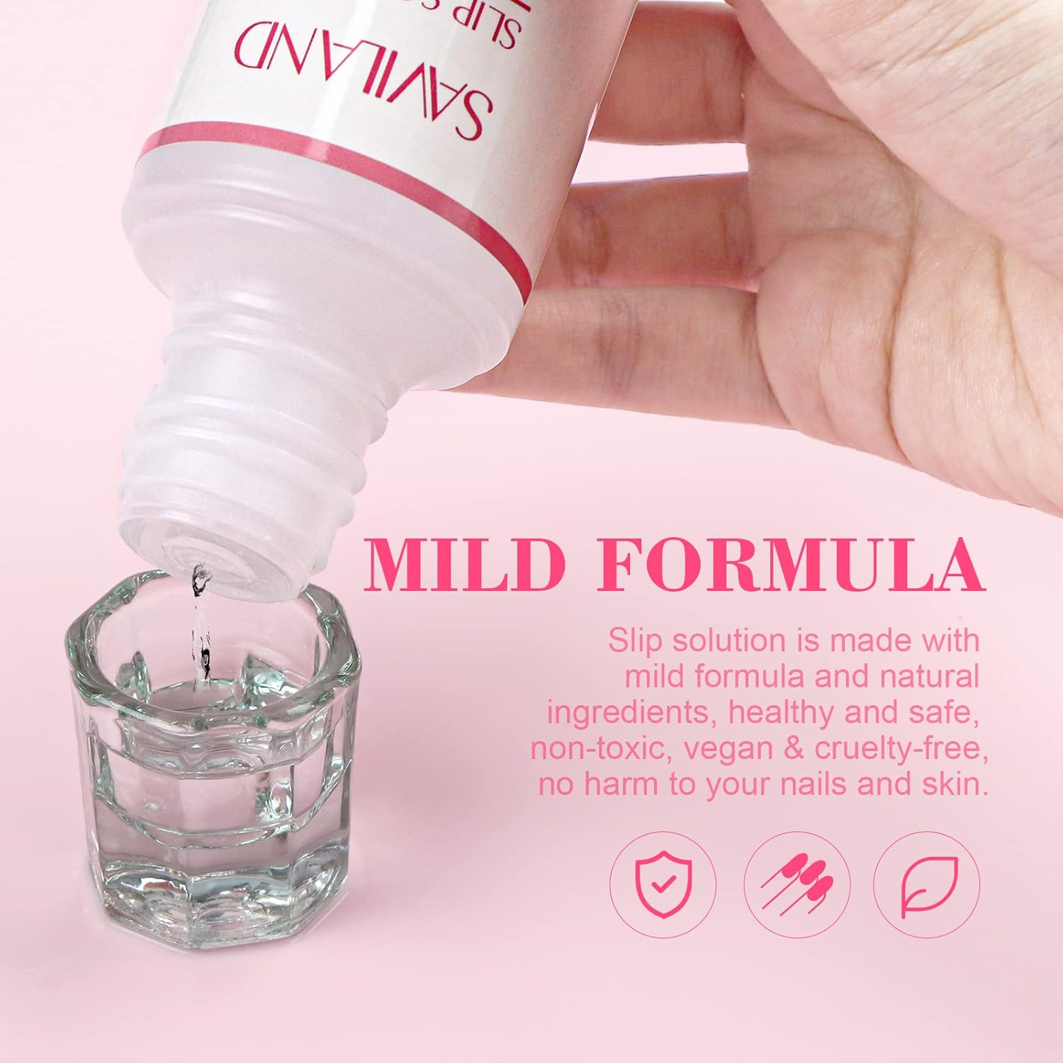 Saviland Solución deslizante de 4.1 fl oz para uñas de gel de poliéster líquido antiadherente Kit de solución de gel para principiantes, gel de