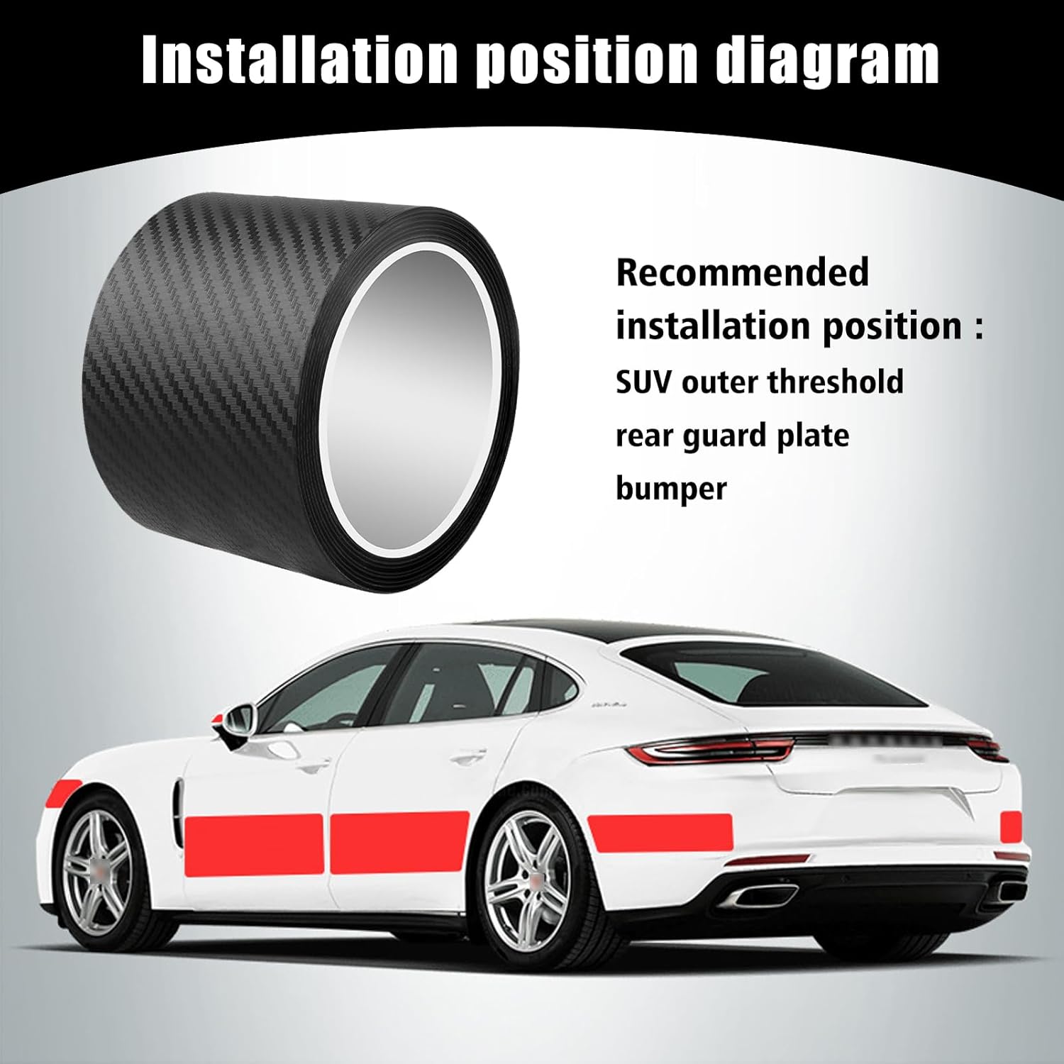 QODOLSI Pack-1 Protector de umbral de puerta de automóvil, tira anticolisión de fibra de carbono K3D, calcomanía para borde de puerta de automóvil,