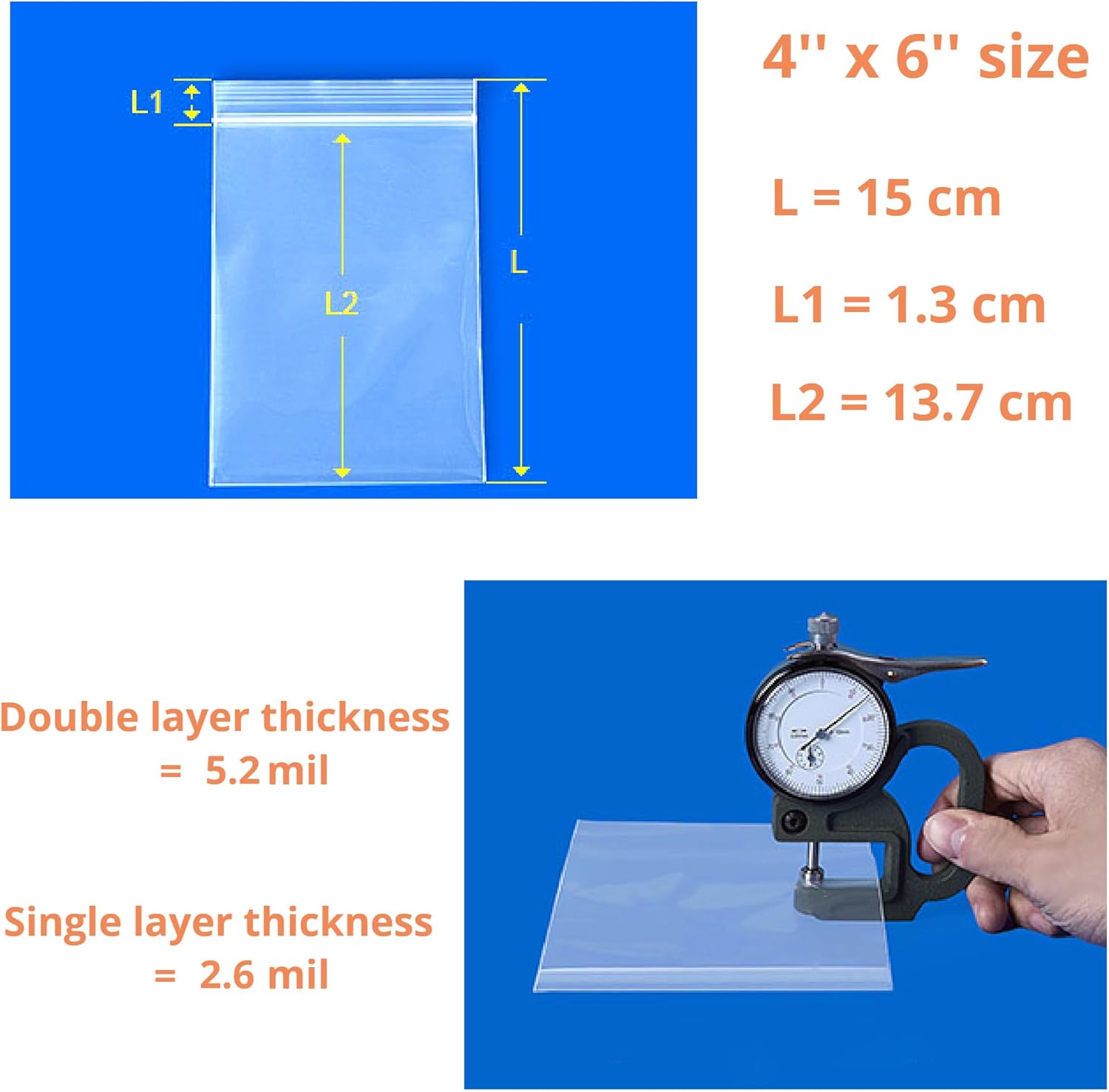 200 bolsas de plástico transparente de 4 x 6 pulgadas, bolsas de almacenamiento de polietileno resellables de 2.6 mil con cremallera para panadería,