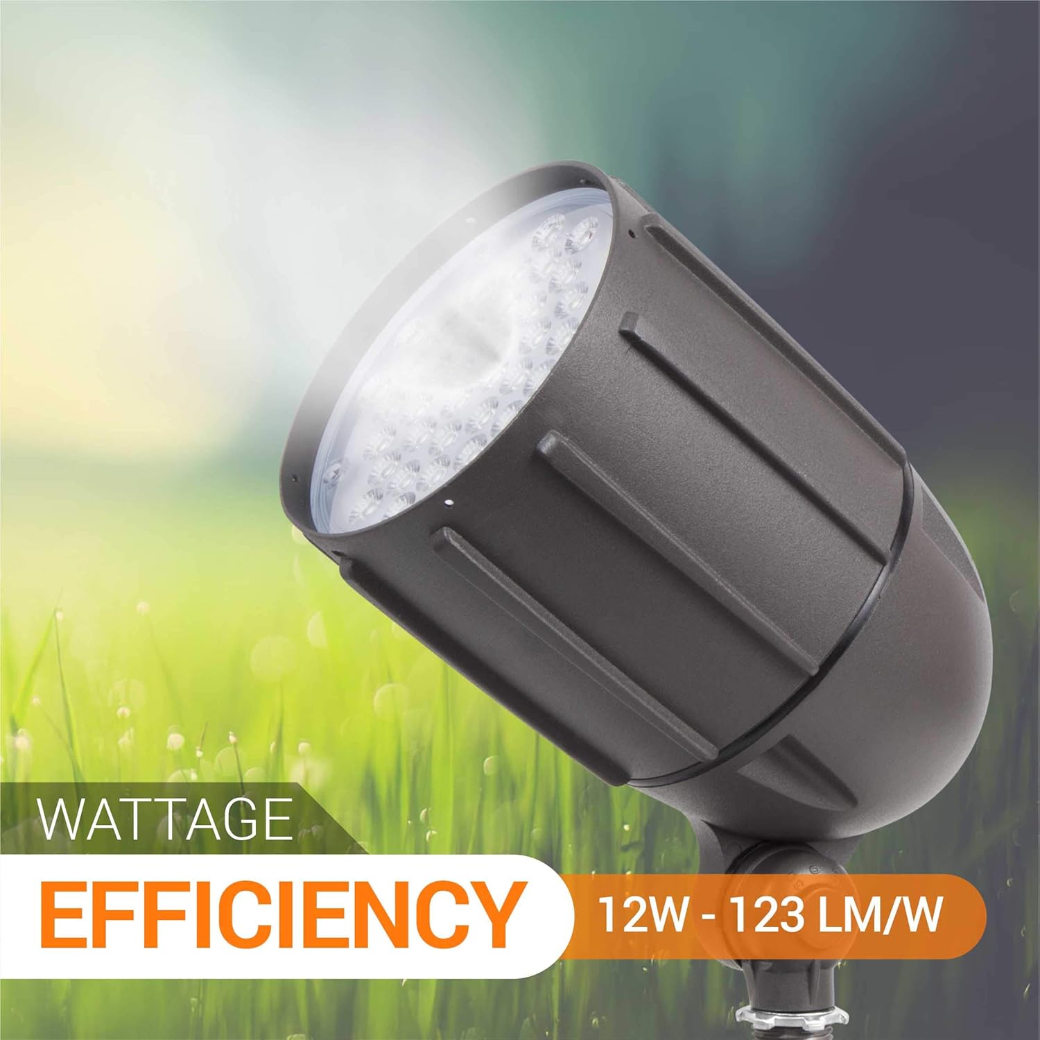 Luz de inundación LED de 12 vatios para iluminación de paisaje al aire libre de 120 voltios, 1480 lm, bronce, 70 W MH igual, luz de asta de bandera,