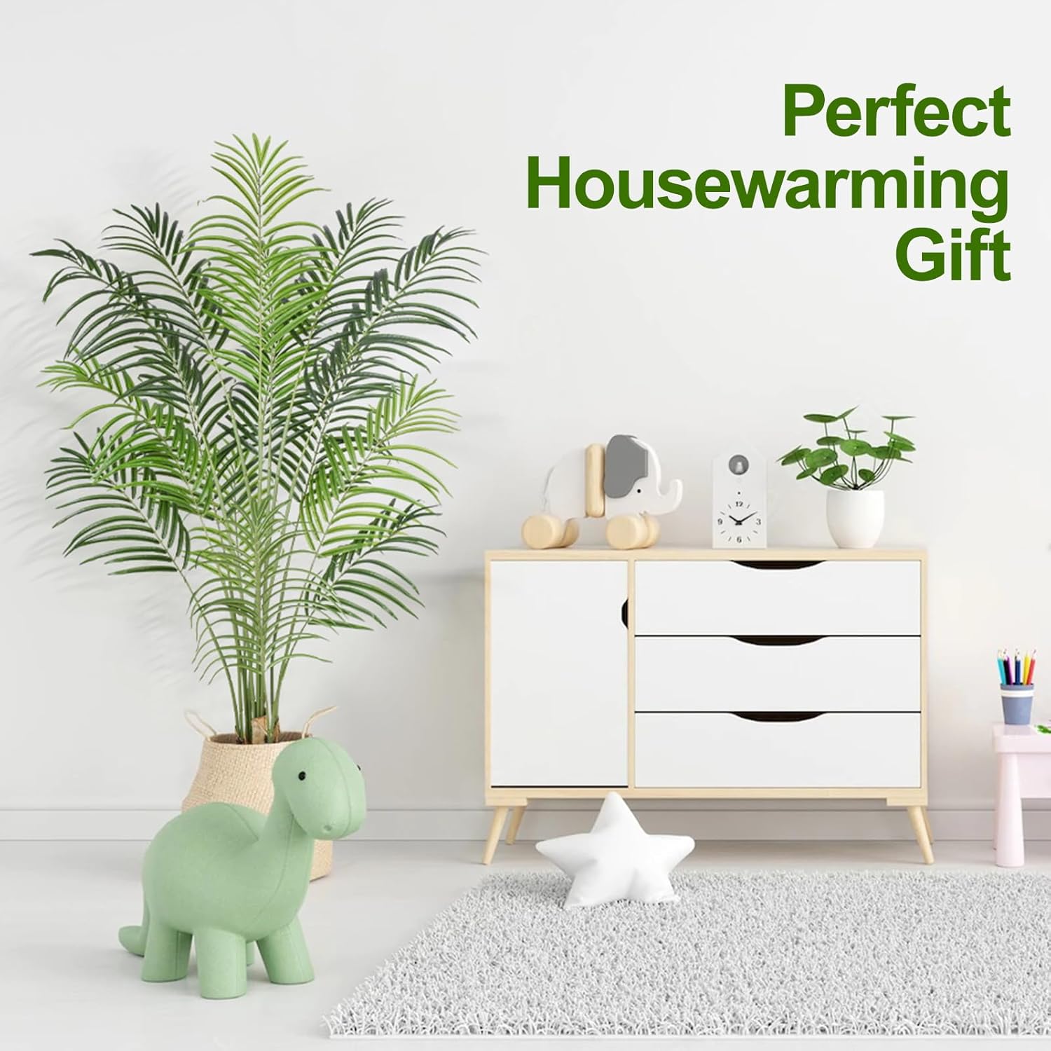 Keeplush Palmera artificial de 5.5 pies de alto, decoración de interiores con 15 troncos y diseño de corteza real, palmera areca tropical sintética