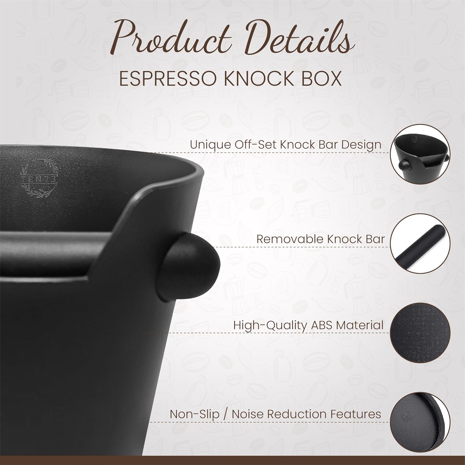 Knock Box – Caja de café expreso, absorbente de golpes, caja de café expreso para posos de café, base antideslizante, accesorios para máquina de
