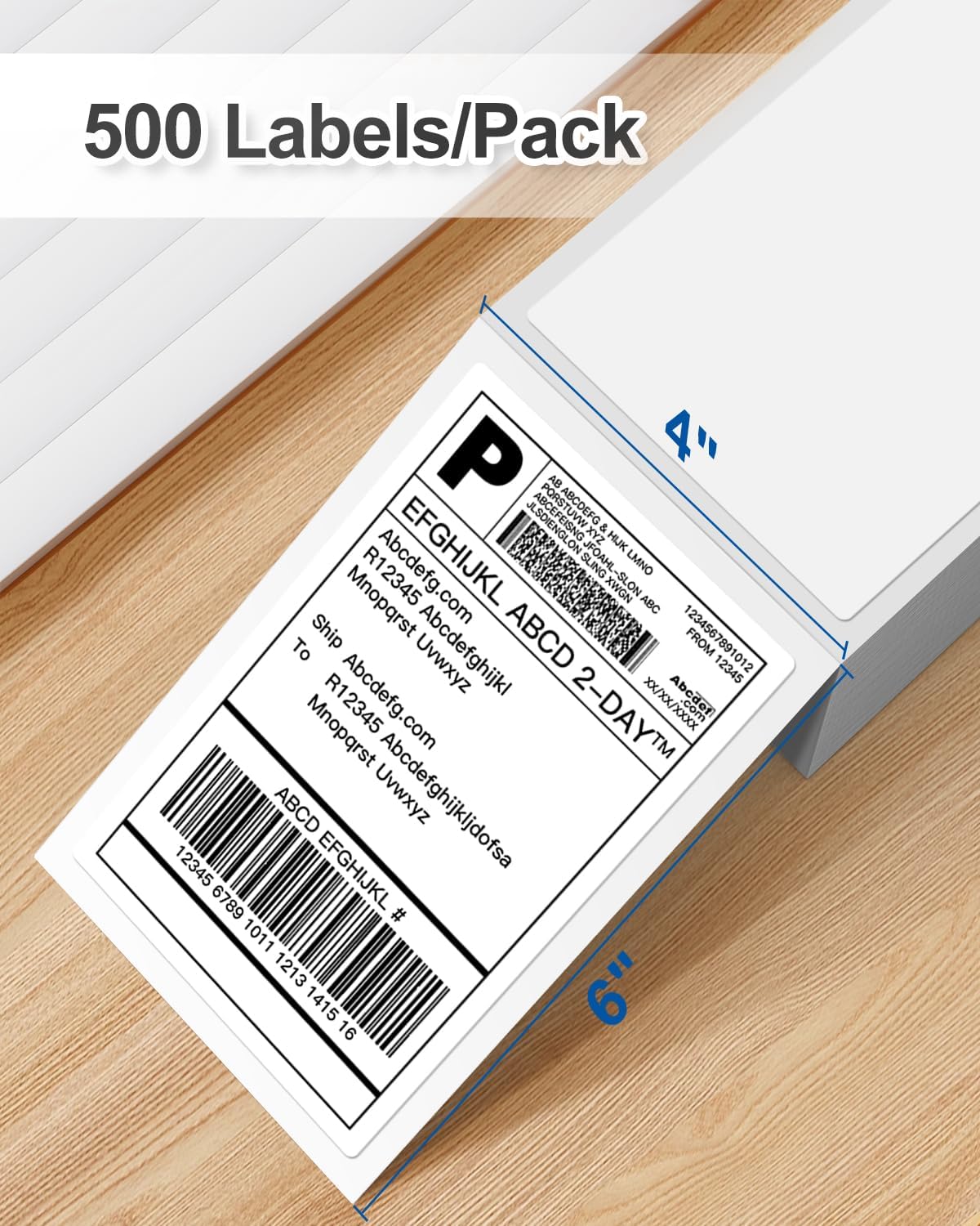 Impresora térmica de etiquetas de envío con etiquetas de envío térmico directo de 4 x 6 pulgadas, 500 piezas, compatible con Android, iPhone y
