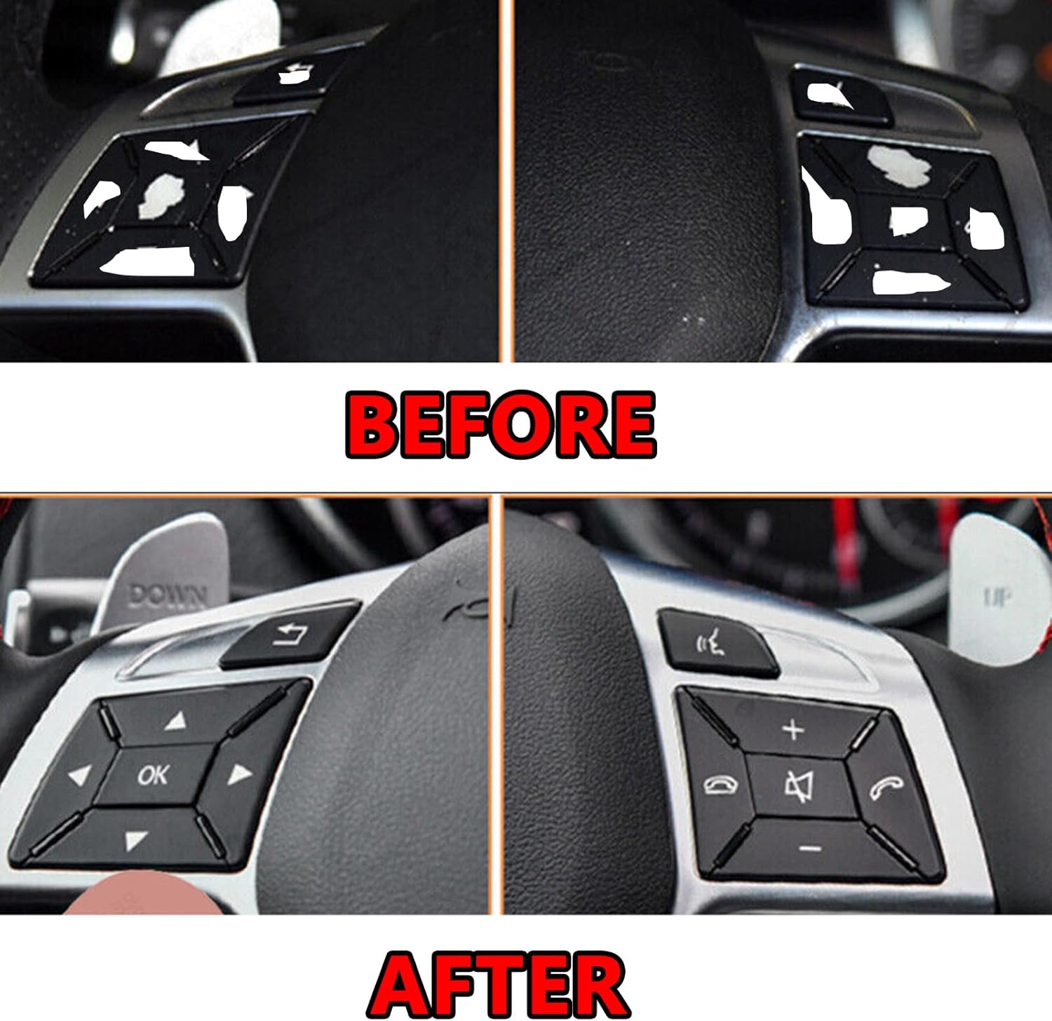 12 unids negro volante botones cubierta decoración interior ajuste reemplazo para Mercedes-Benz Accesorios A B C E SLK SL ML GL ClA GlA W176 W212