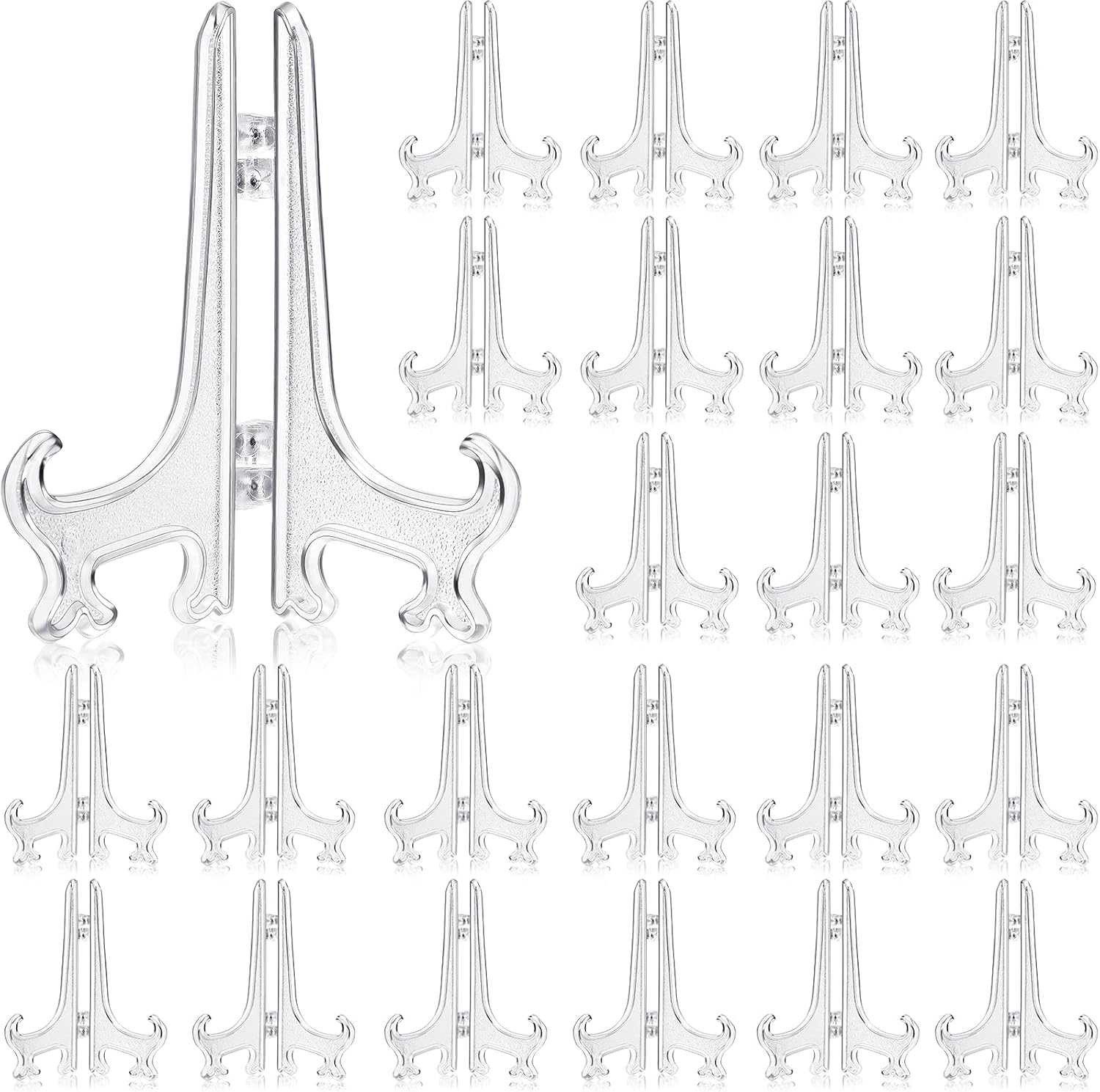 Wilzing 100 soportes de caballete de plástico transparente de 3 pulgadas, mini soportes de acrílico para exhibir fotos, mini caballete para