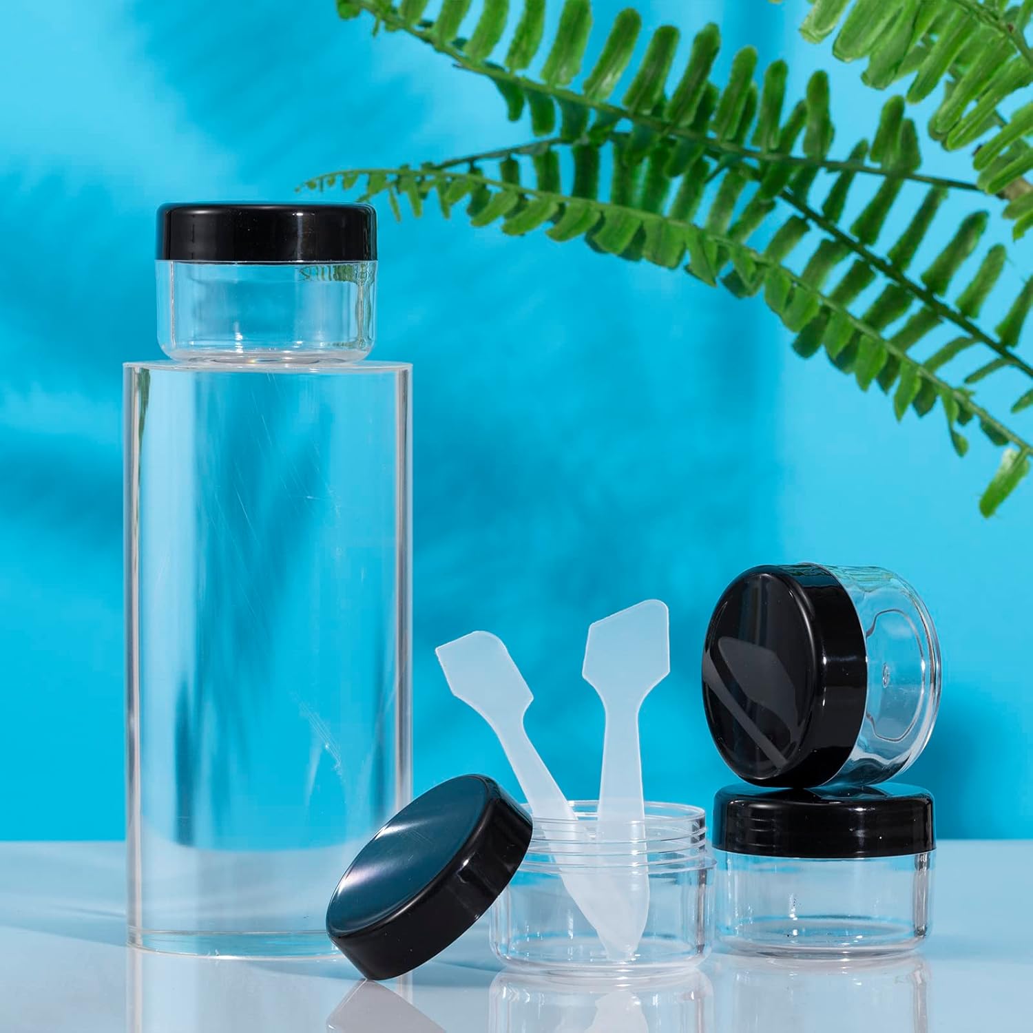 60 unidades de 0.5 fl oz0.53 oz de muestra de tarro transparente transparente crema de vidrio cosmético recipientes con mini espátulas etiqueta para