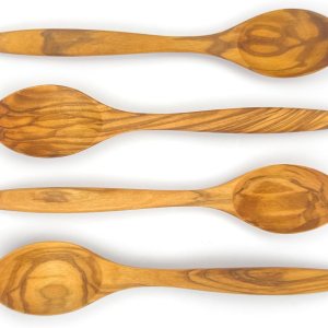 WONDERFUL Cuchara de madera de olivo 100% natural, cucharas de madera de 7 pulgadas para comer, perfecta para mostaza, azúcar, sal, miel, sopa, té, WONDERFUL Cuchara de madera de olivo 100% natural, cucharas de madera de 7 pulgadas para comer, perfecta para mostaza, azúcar, sal, miel, sopa, té,