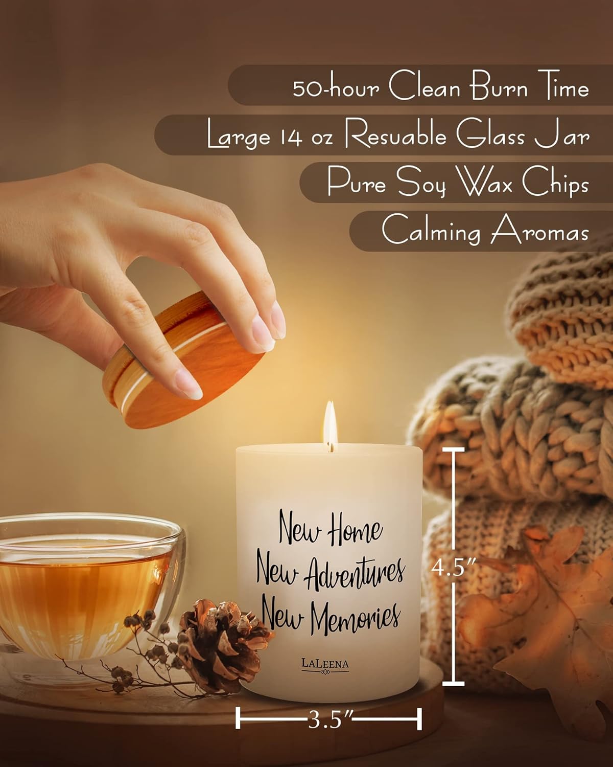 14 onzas, vainilla – Regalos de inauguración de la casa para un nuevo hogar – Vela perfumada para inauguración de la casa – Regalo de vela en tarro