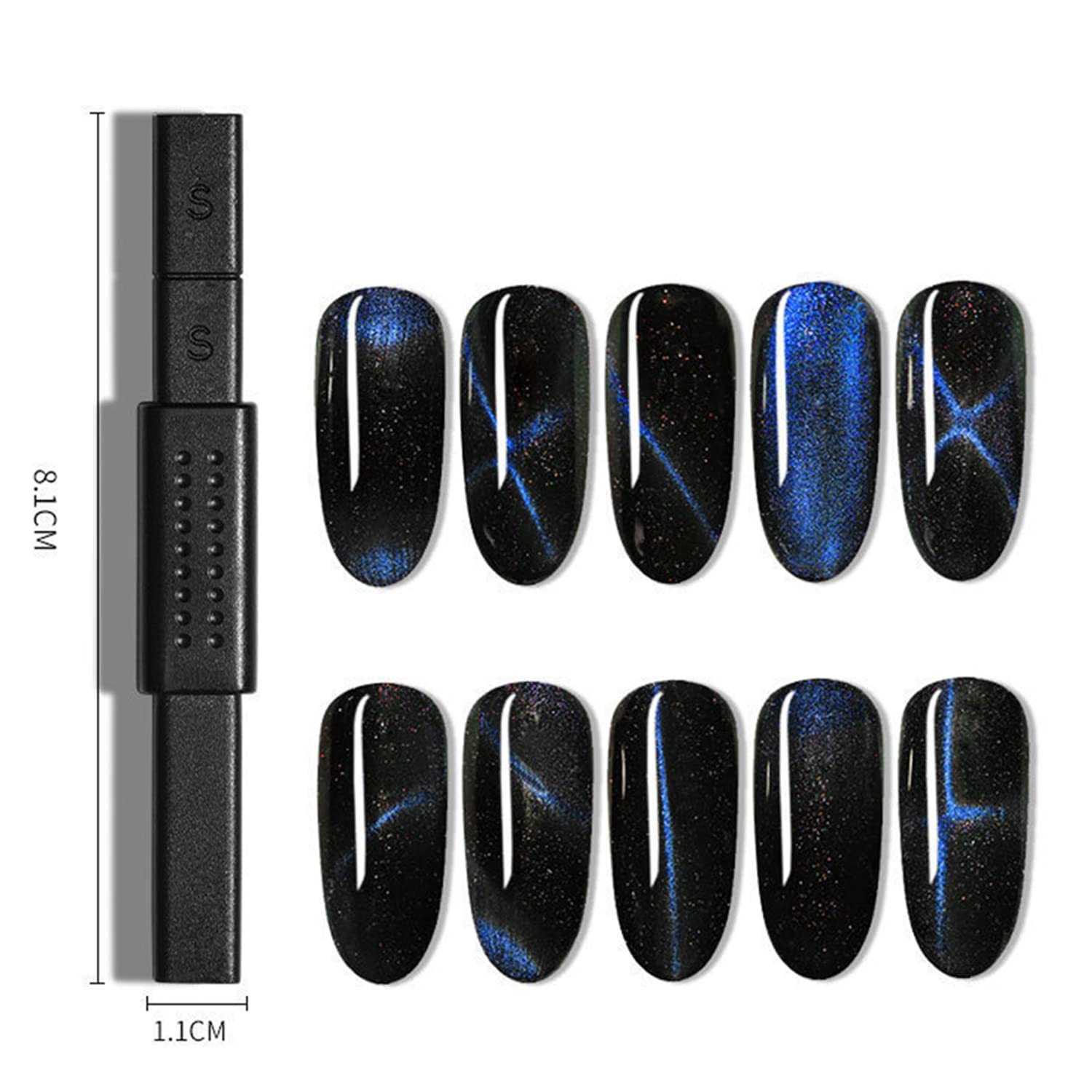 SILPECWEE Juego de 15 imanes de uñas, esmalte de uñas de gel de ojo de gato, varita magnética, imán de ojo de gato para uñas, imanes de ojo de gato,