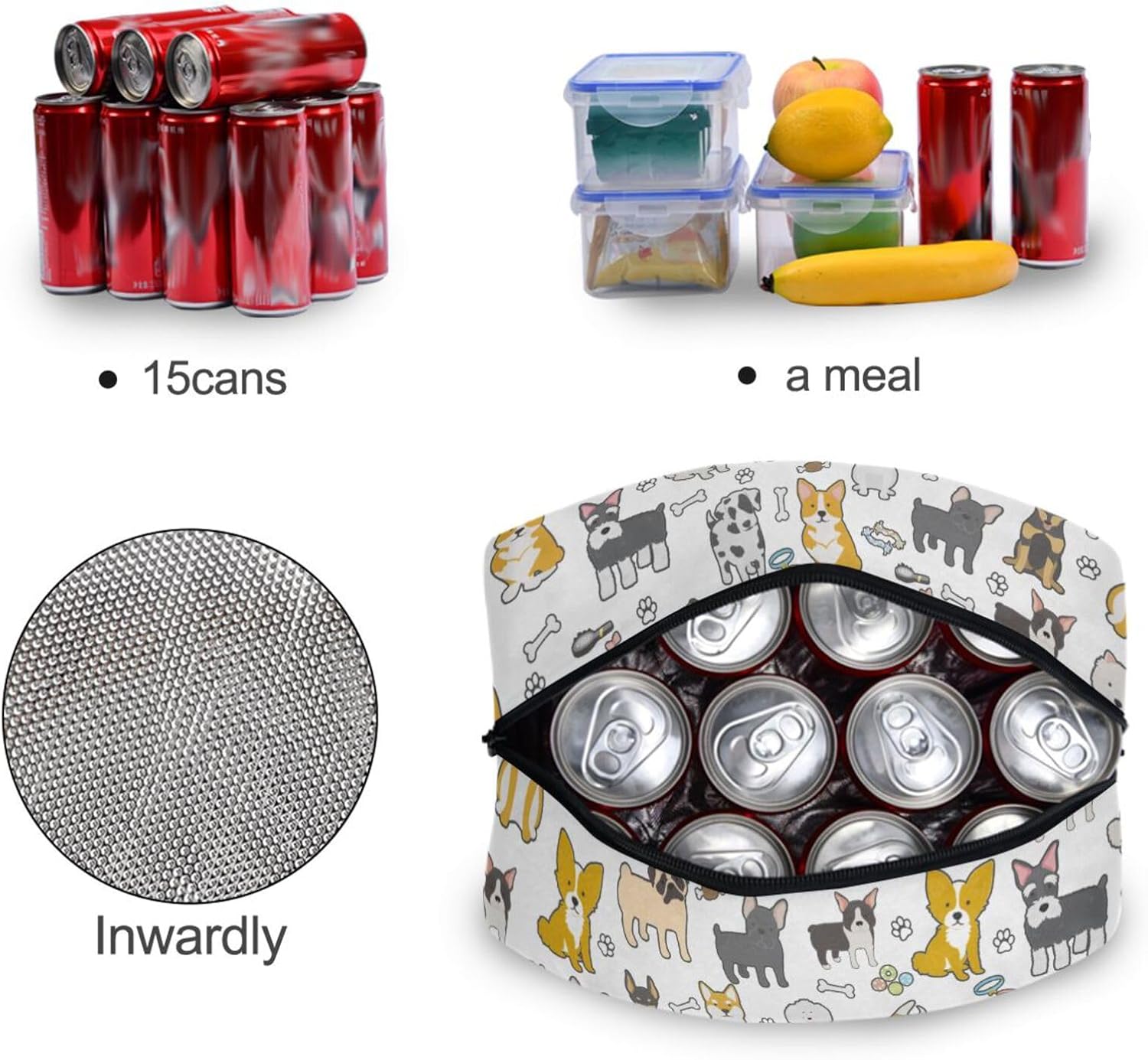 CBBYY Bolsa de almuerzo para perros para mujer, reutilizable, aislada, bonita bolsa de almuerzo para adultos y estudiantes, a prueba de fugas,