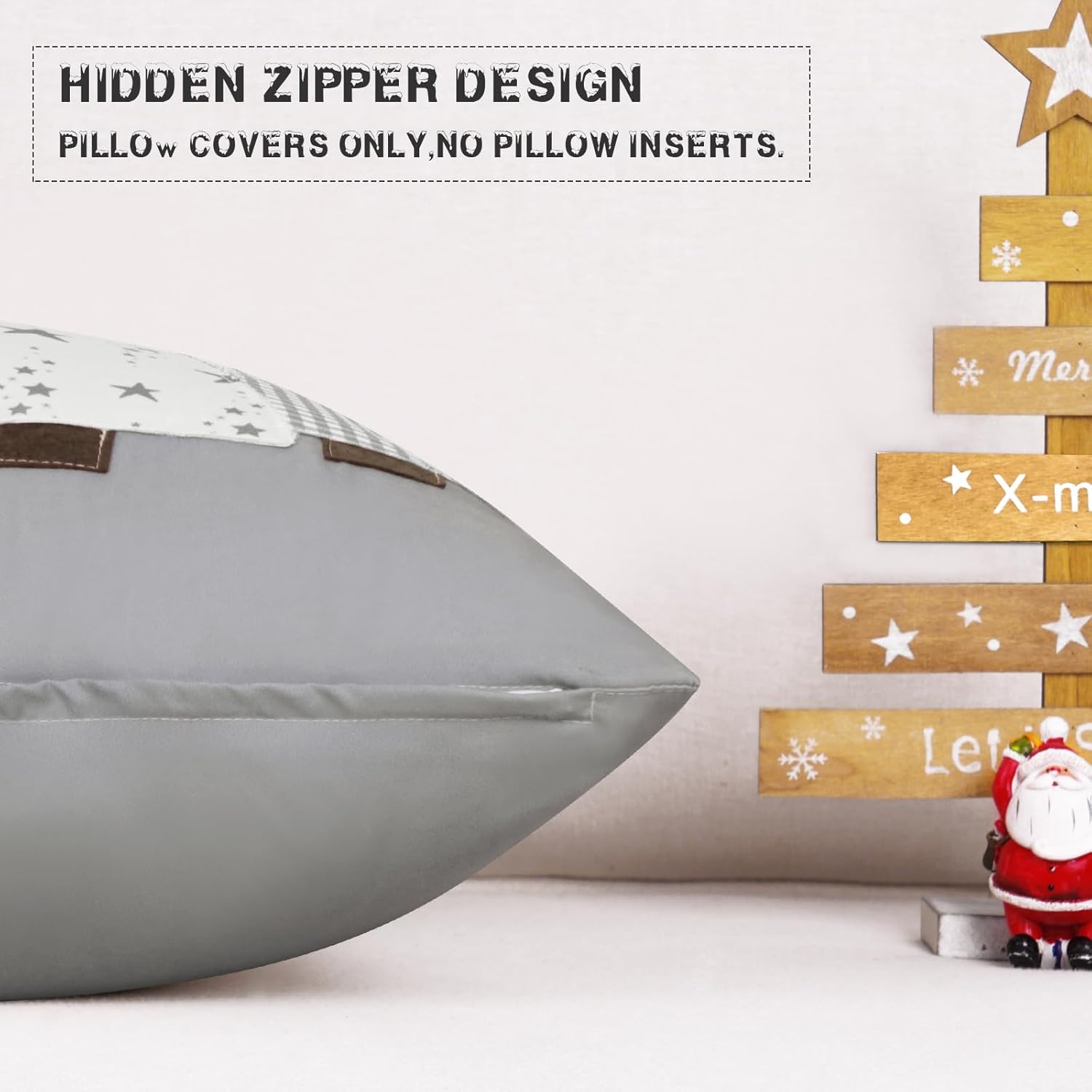 Juego de 2 fundas de almohada de Navidad de 18 x 18 pulgadas, fundas de almohada plateadas brillantes y elegantes con árbol de Navidad para