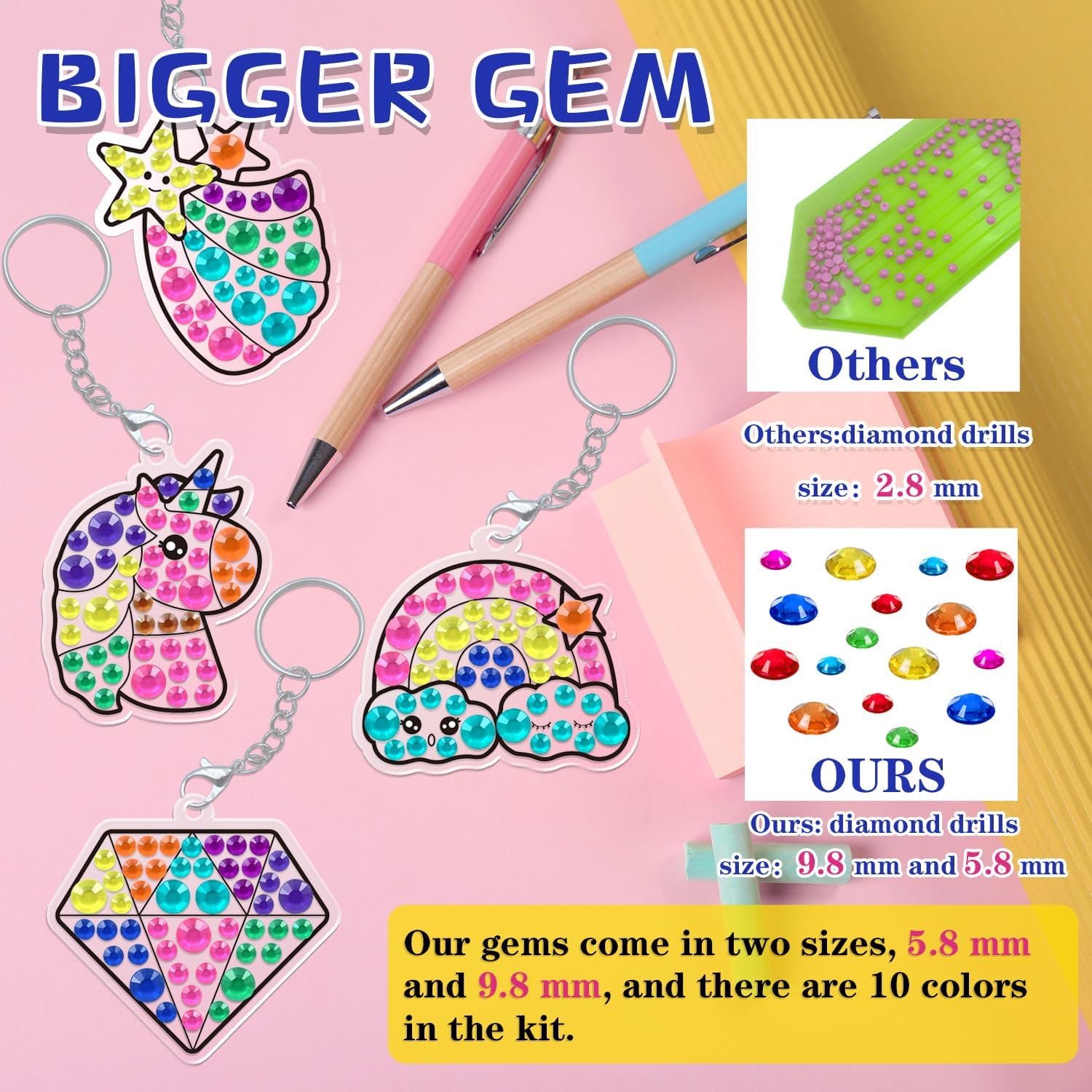 WAHFNG Gem Art, kit de pintura de diamantes para niños, haz tus propios llaveros y atrapasoles  Artes y manualidades para niñas y niños de 6 a 12