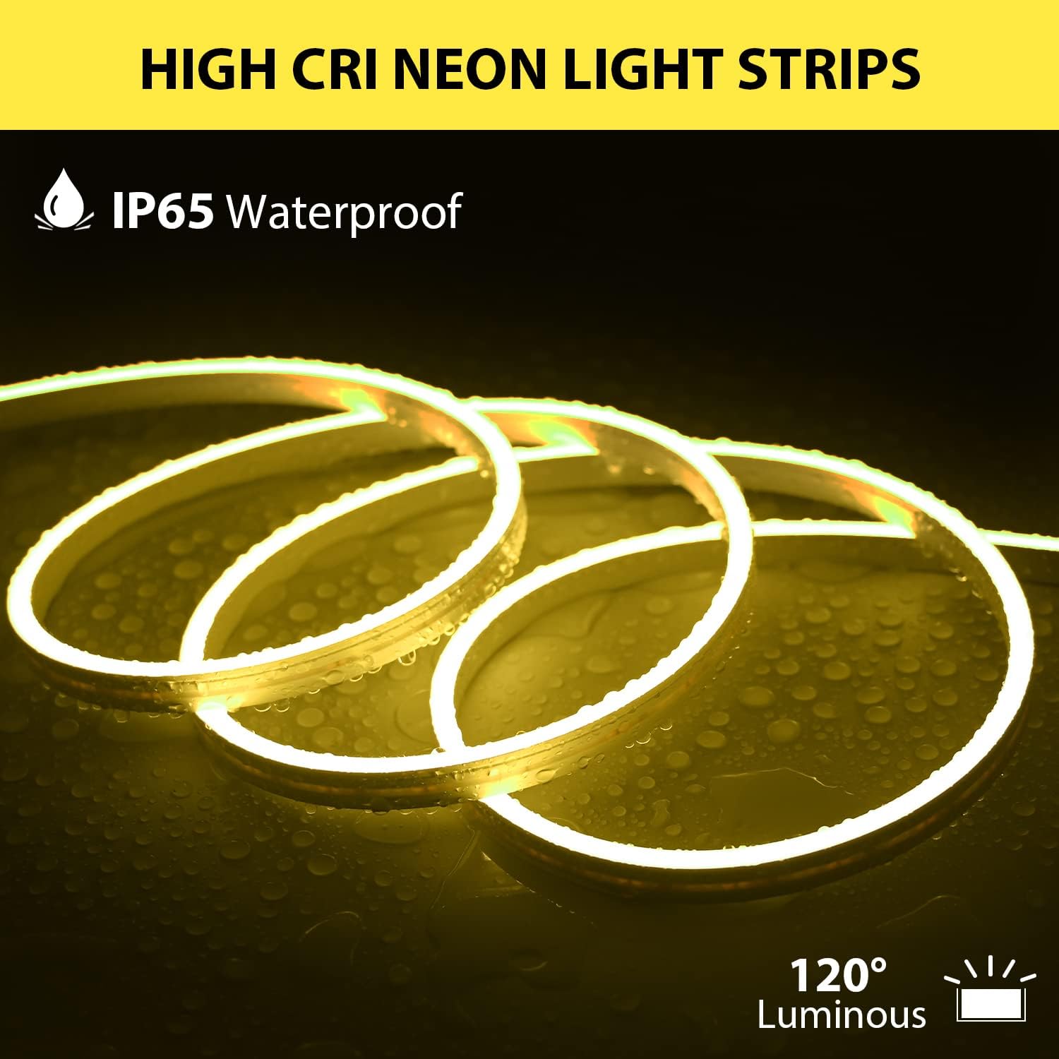 Lucienstar Tira de luces LED de neón, 16.4 pies, silicona flexible, impermeable, 12 V CC 600 SMD2835, luces LED regulables para dormitorio,