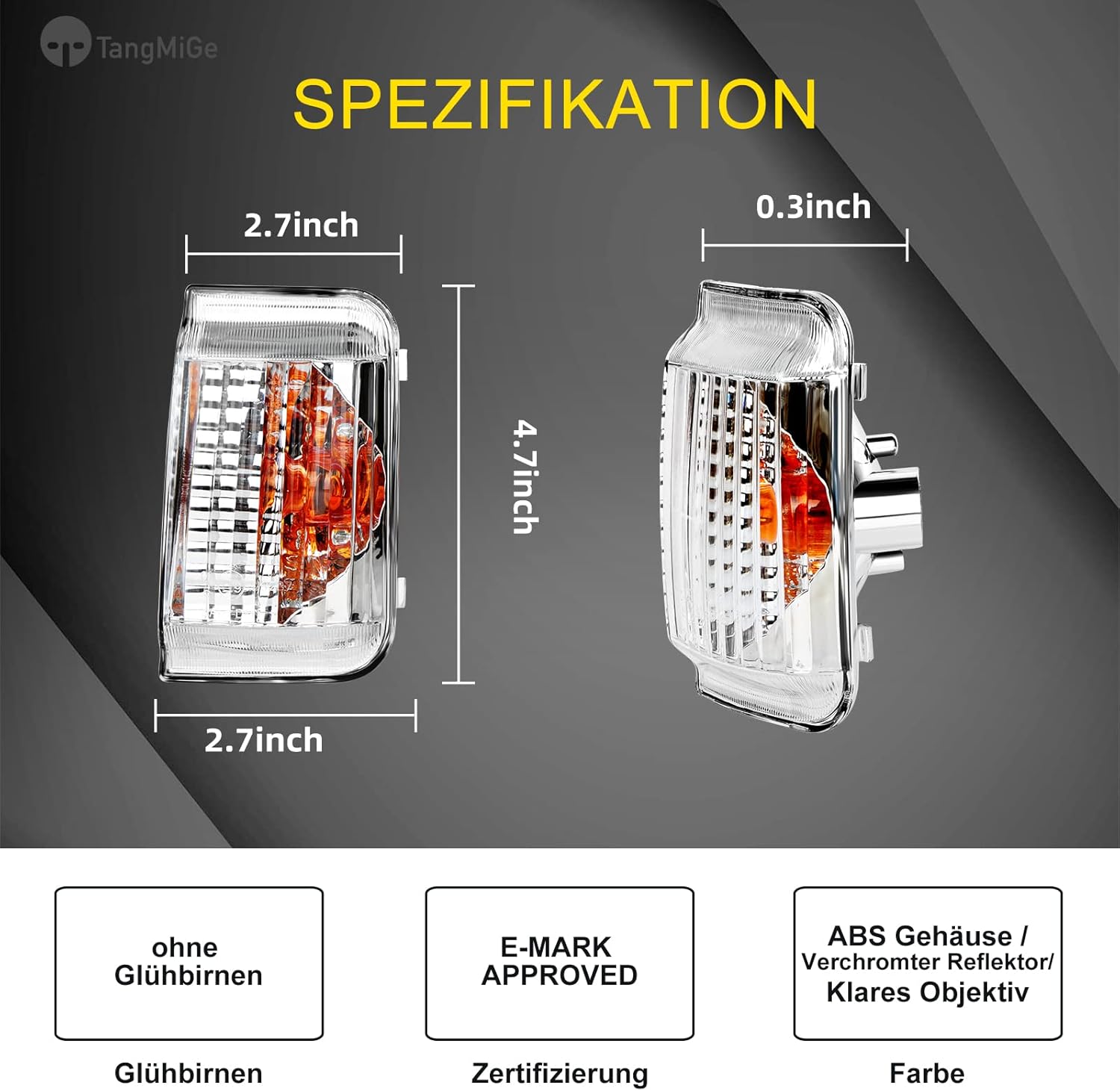 TangMiGe 1 luz intermitente intermitente lateral derecha para Ram ProMaster 1500 2500 3500 2014-2021, 6325H4  71748255, indicador de espejo de