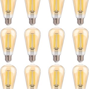 ALAMPEVER Paquete de 12 bombillas LED Edison vintage ST19ST58 regulables, bombillas LED decorativas, 8 W (equivalente a 100 W), 2200 K blanco ALAMPEVER Paquete de 12 bombillas LED Edison vintage ST19ST58 regulables, bombillas LED decorativas, 8 W (equivalente a 100 W), 2200 K blanco