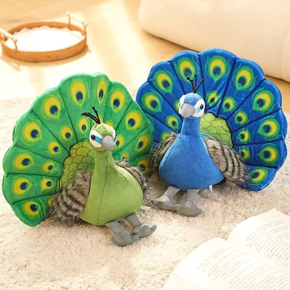 Bonito juguete de peluche Kawaii de pavo real, lindo muñeco de peluche suave de animal Peahen, bonito regalo de decoración de cumpleaños para el