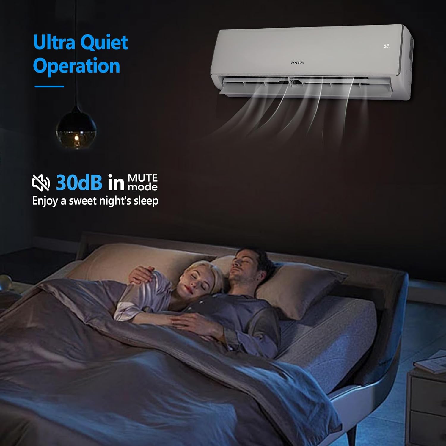 ROVSUN Aire acondicionado y calentador mini split habilitado para Wifi de 11000BTU, 17 SEER2 115V inversor de pared sin conductos, unidad de CA con
