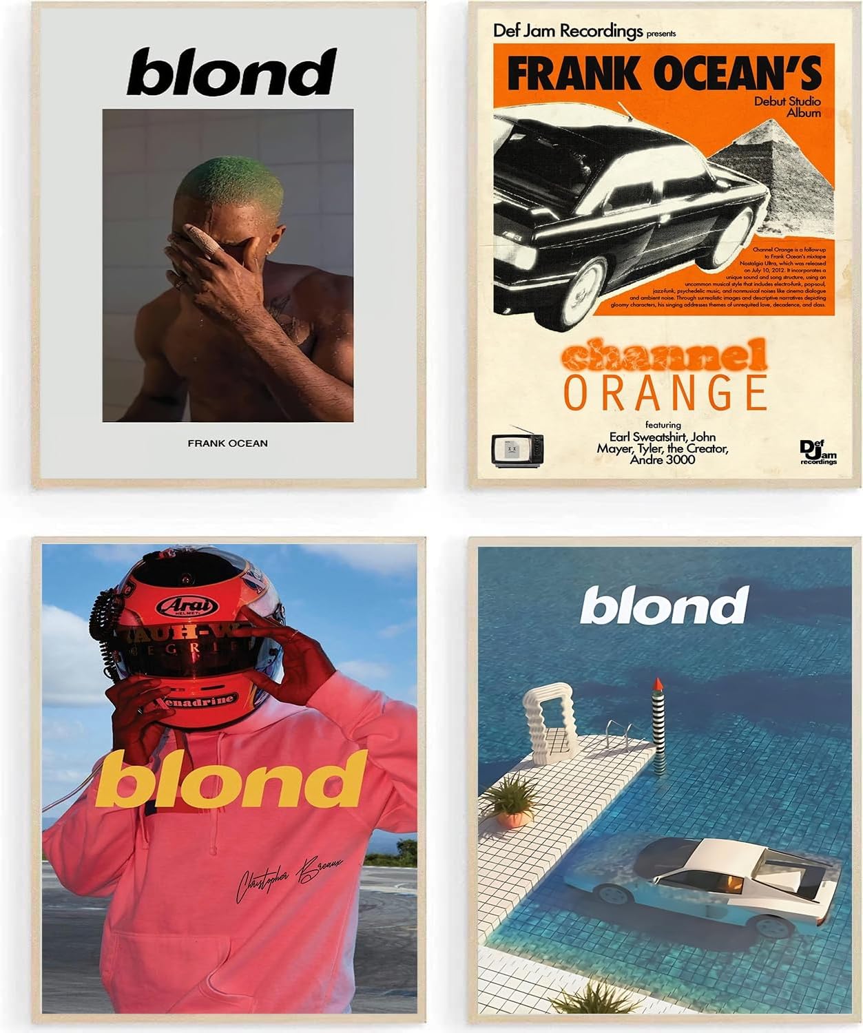 ZONTO Frank Ocean – Pósteres de portada de álbum de rapero firmado con música limitada, juego de 4 pósteres estéticos para sala de estar,