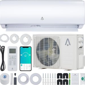 ACONEE 9000 BTU Smart Mini Split Aire AcondicionadoSistema de Calefacción 19 SEER Split Inverter AC con bomba de calor precargada y kit de ACONEE 9000 BTU Smart Mini Split Aire AcondicionadoSistema de Calefacción 19 SEER Split Inverter AC con bomba de calor precargada y kit de