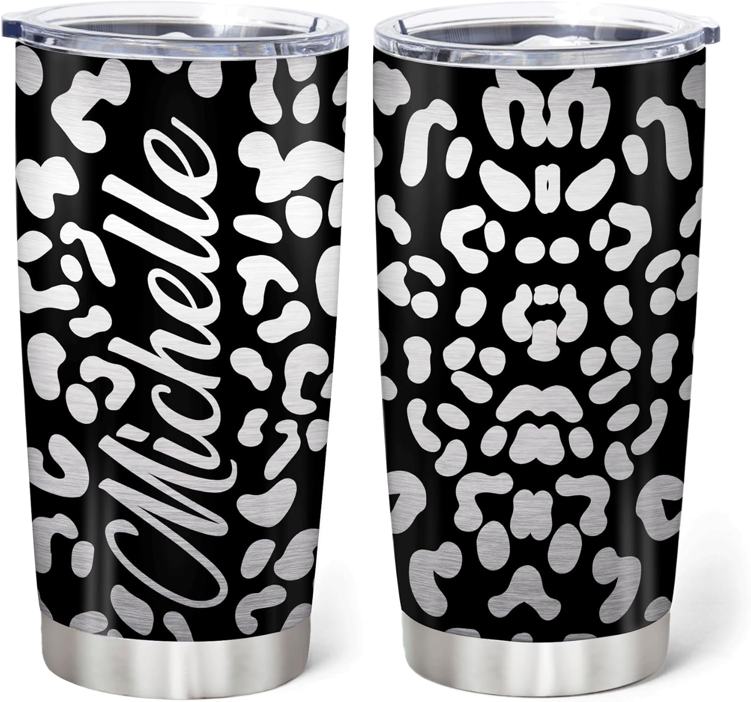 Hyturtle Regalos personalizados para amantes de los leopardos, cumpleaños, Navidad, vaso de acero inoxidable con nombre personalizado de leopardo,