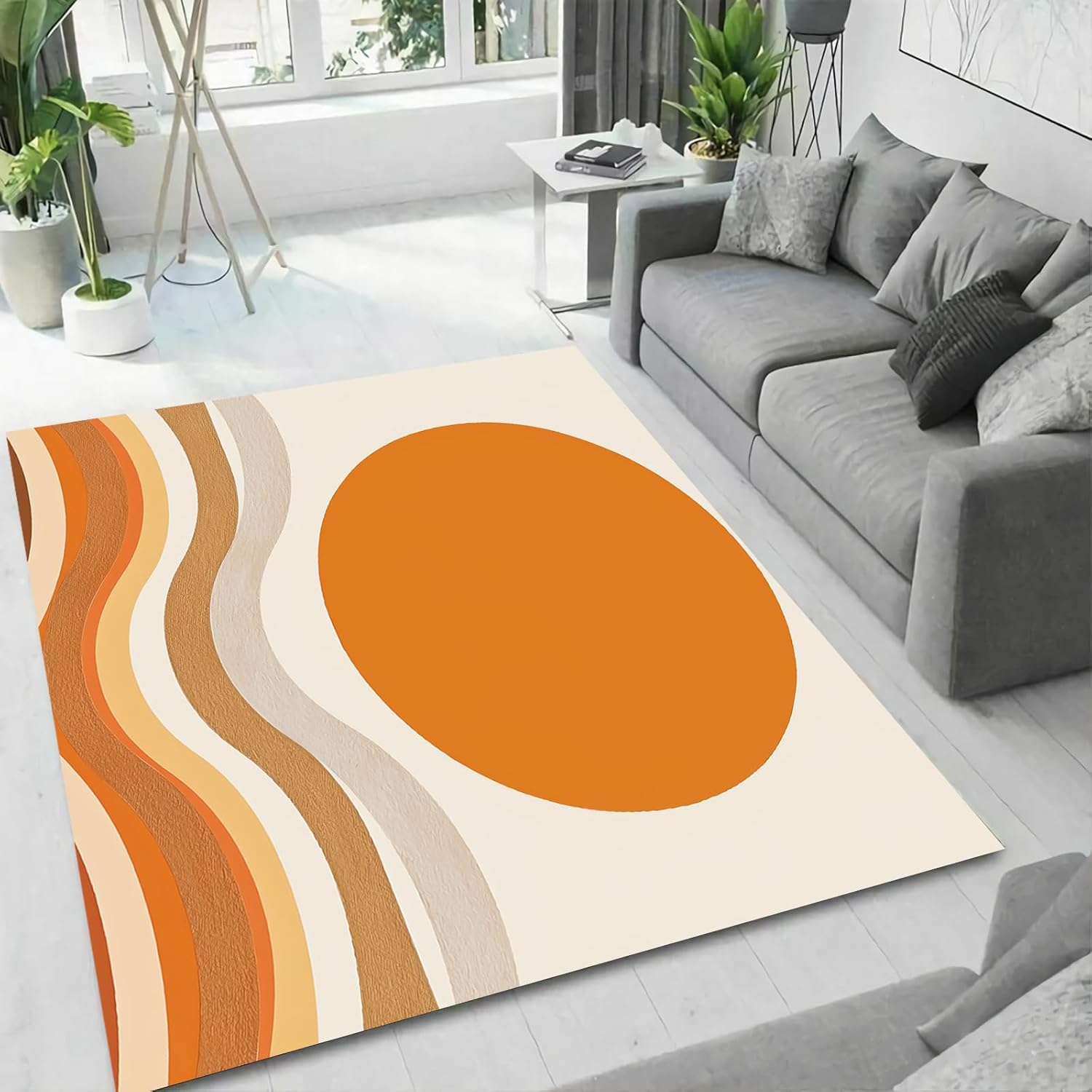 TEBUTI Alfombra antideslizante de arte abstracto de mármol para sala de estar, dormitorio, comedor y cocina