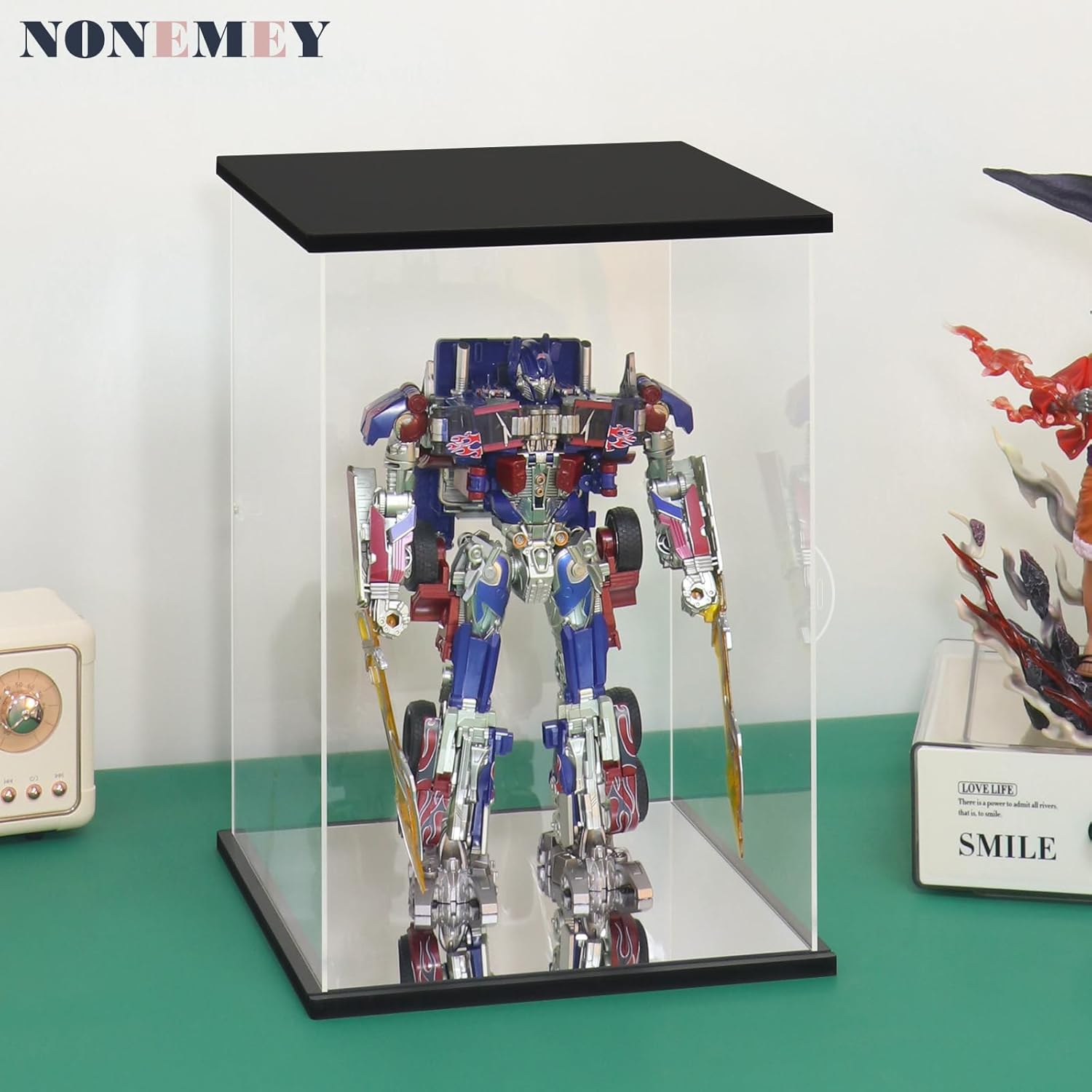 NONEMEY Vitrina de acrílico transparente con luz de control remoto para 400% Bearbrick, modelo a prueba de polvo, caja organizadora para