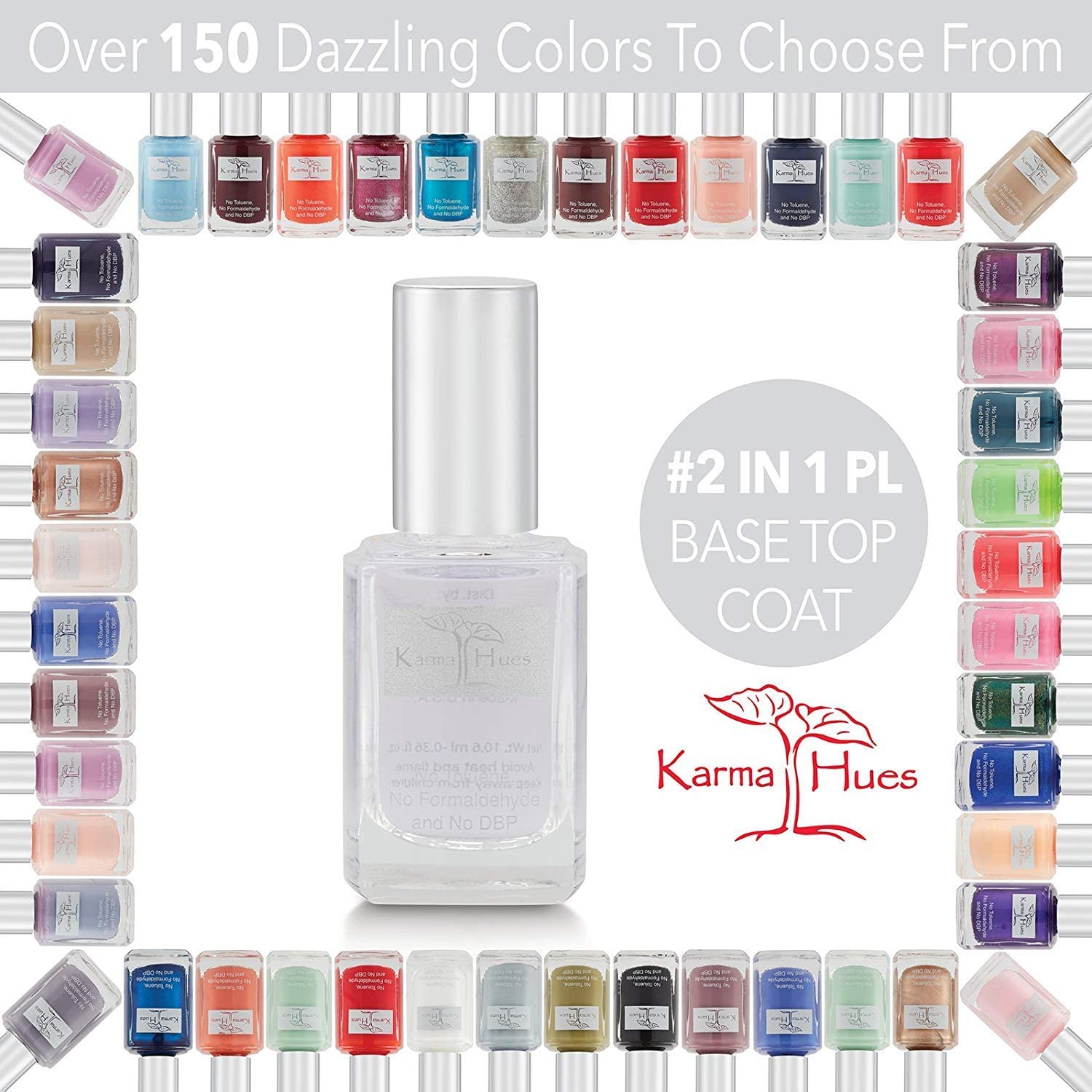 Karma Organic Paquete de removedor de esmalte de uñas y capa base superior  Removedor de esmalte de uñas Naturals con flor de naranja (4 onzas