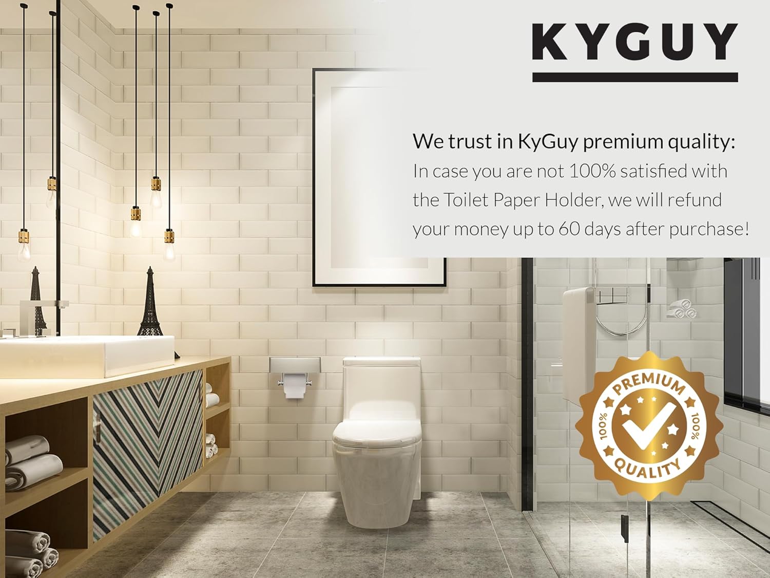 KYGUY – Soporte de papel higiénico de acero inoxidable – Moderno portarrollos – Dispensador de papel higiénico de montaje en pared – Soporte TP para