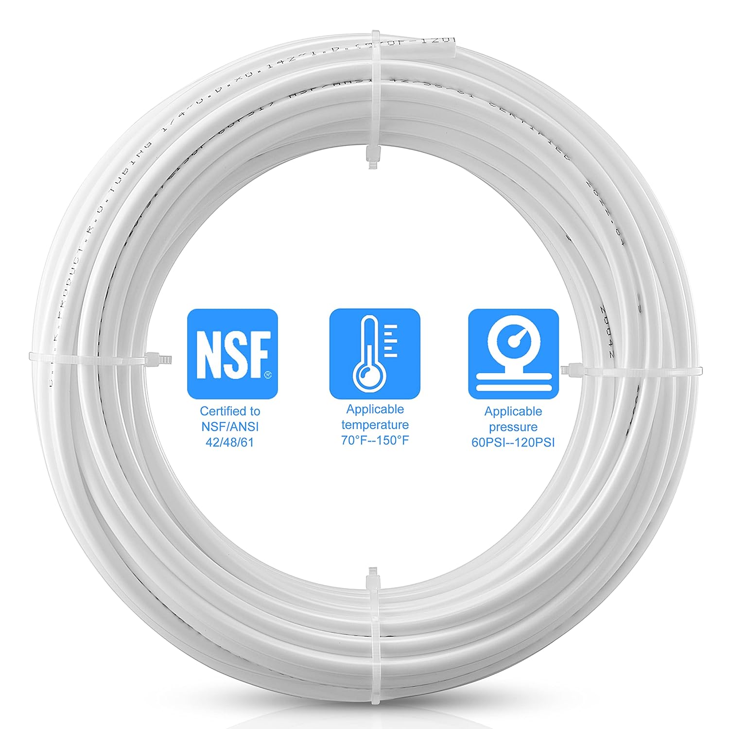 Grifo de agua de ósmosis inversaRO + tubo de agua O.D.RO de 60 pies y 14 pulgadas, grifo de agua potable sin plomo con manguera de plástico flexible