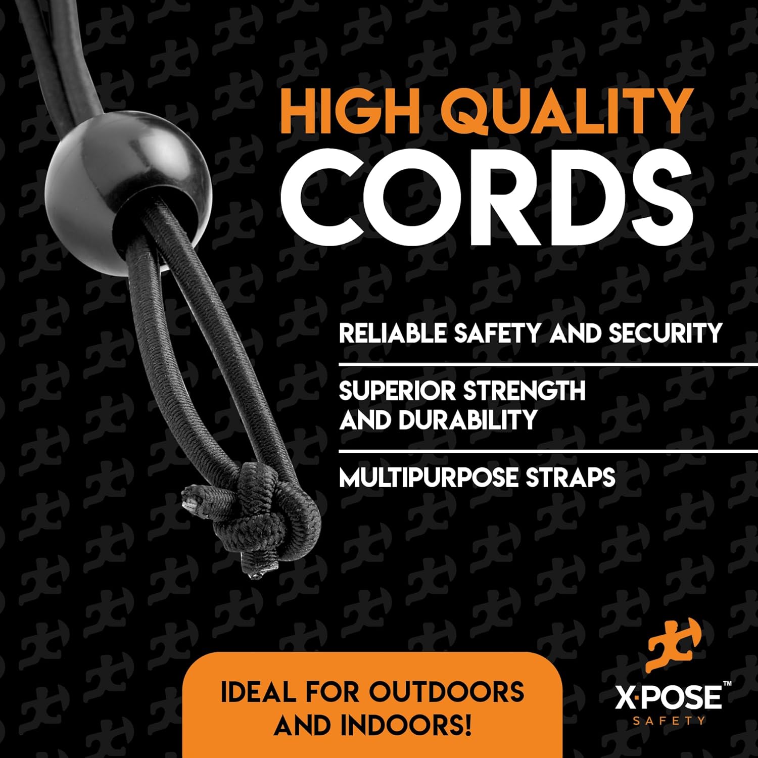Xpose Safety Cuerdas elásticas de bolas de 6 pulgadas, paquete de 10 cuerdas elásticas resistentes de colores surtidos en blanco y negro con lazos