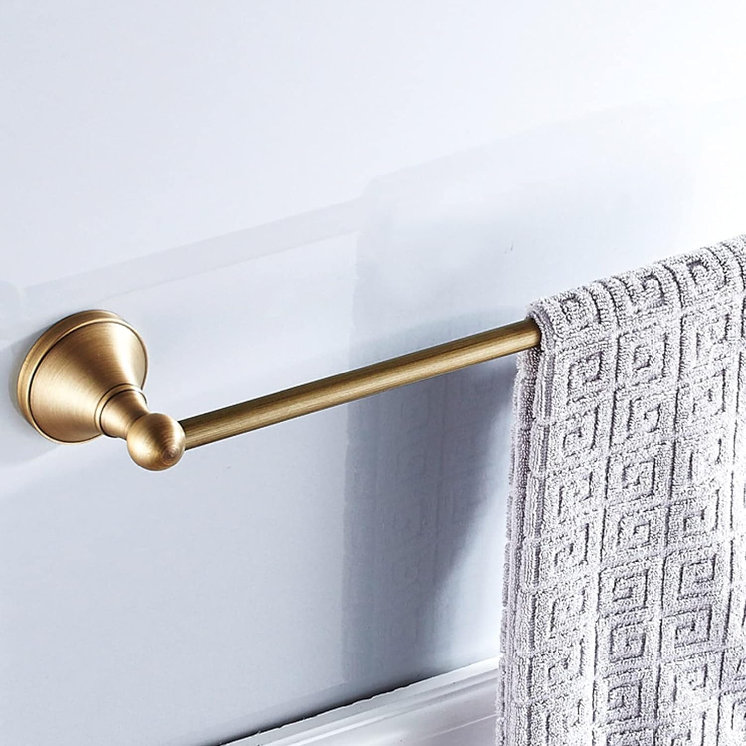 Toallero de latón antiguo, soporte para toallas de montaje en pared, toallero de latón, accesorios de baño, 24 pulgadas
