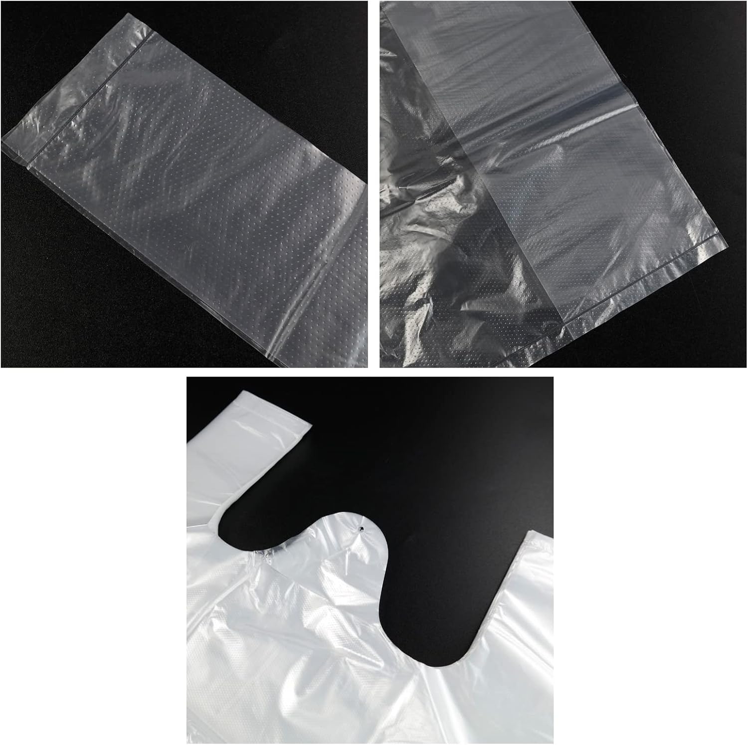 480 bolsas de plástico para camisetas con asas, bolsas de comestibles reutilizables, transparentes