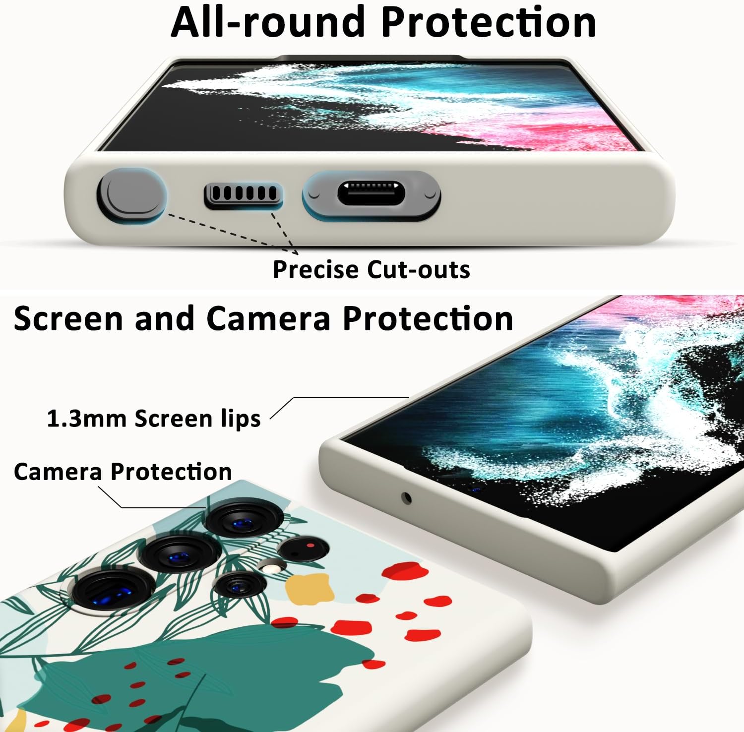 MINSCOSE Funda compatible con Samsung Galaxy S23 Ultra, bonito diseño floral colorido, TPU suave, delgada, delgada, femenina, funda protectora a
