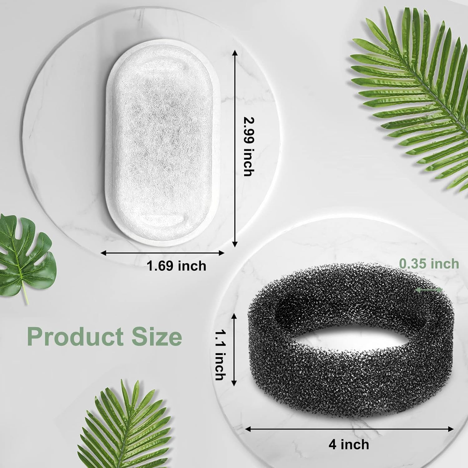Filtros de fuente de agua para gatos, compatibles con fuente de acero inoxidable para mascotas, 8 filtros con 8 esponjas de repuesto para fuente de