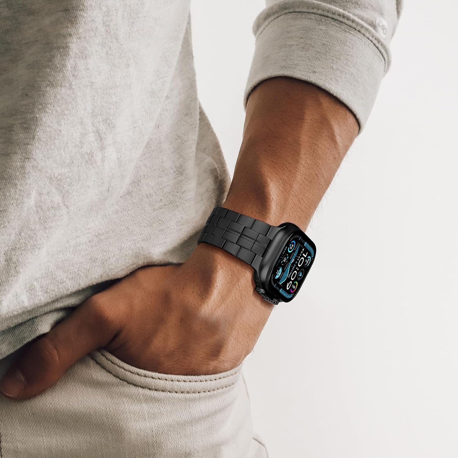 iiteeology Correa compatible con Apple Watch Ultra 2, UltraSeries 10 de 1.81 pulgadas (1.811 in) de titanio genuino para hombre