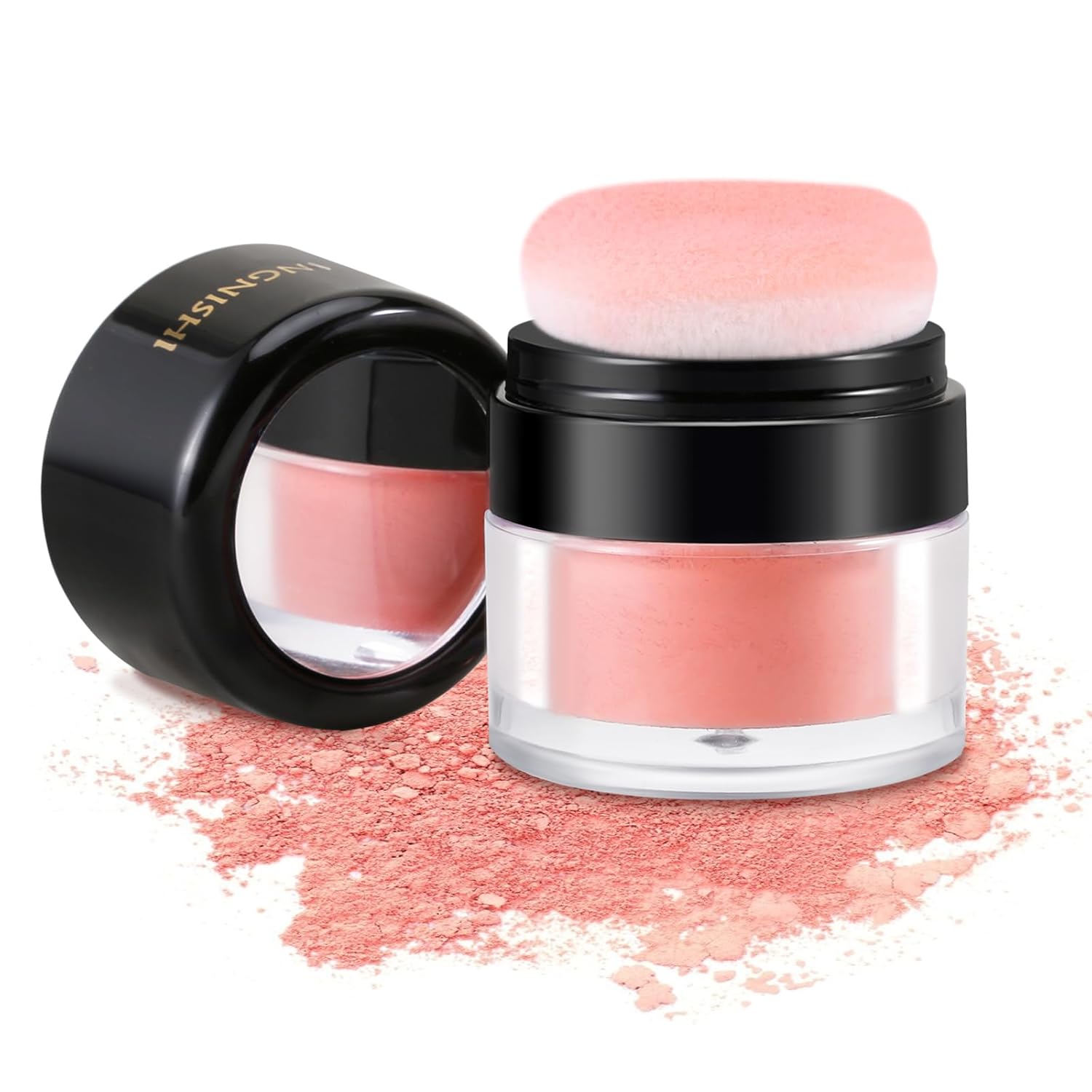 Boobeen Rubor suelto en polvo con cojín de aire, rubor natural mate para mejillas, maquillaje de rubor altamente pigmentado, fácil de mezclar, rubor