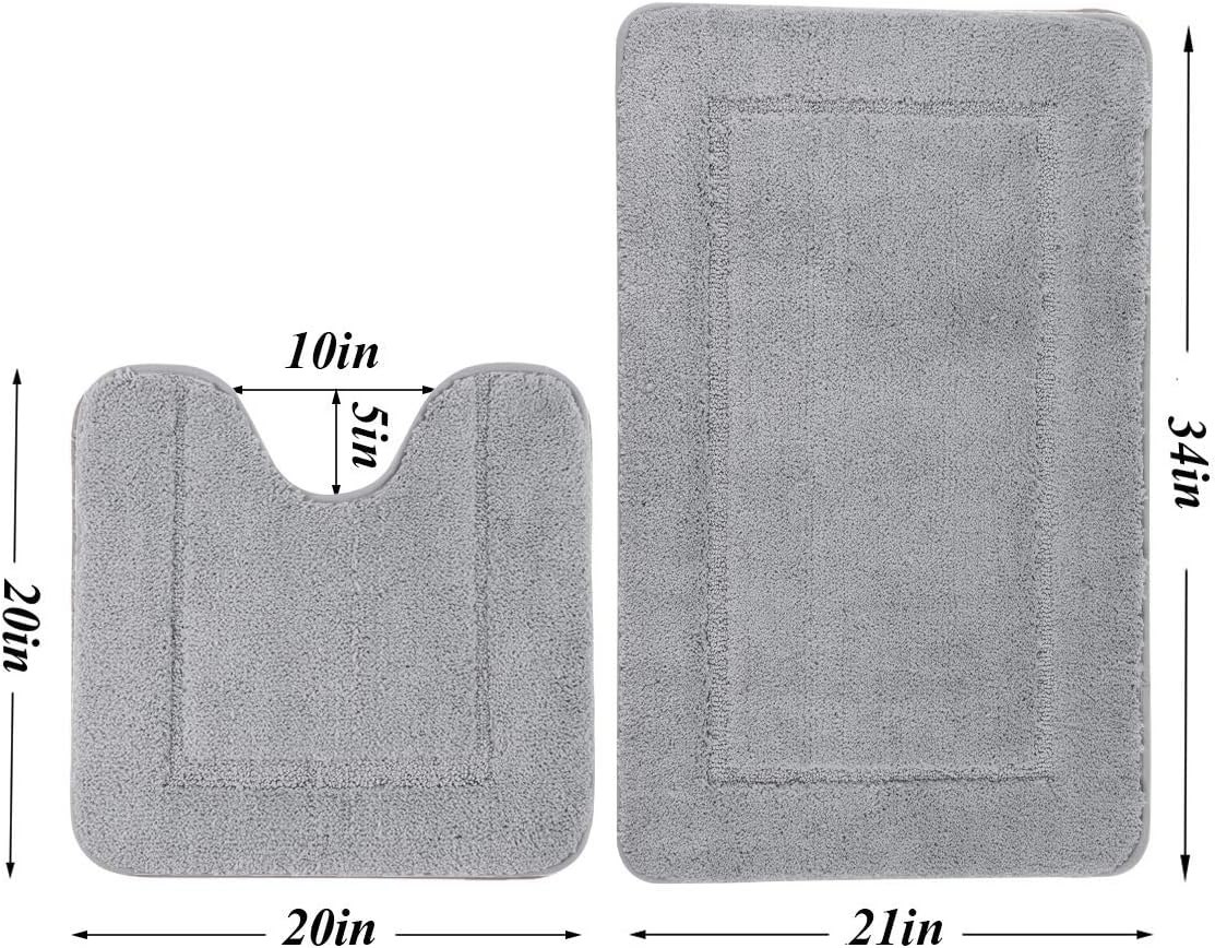 Pauwer Juego de 2 alfombras de baño antideslizantes para baño, alfombras de baño de microfibra absorbente, lavable a máquina, alfombra de baño con
