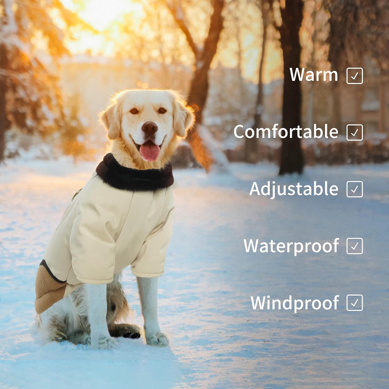 Abrigo para perro, chaquetas para perros medianos, abrigo impermeable con arnés integrado, resistente al viento, cálido, traje de nieve para perro,