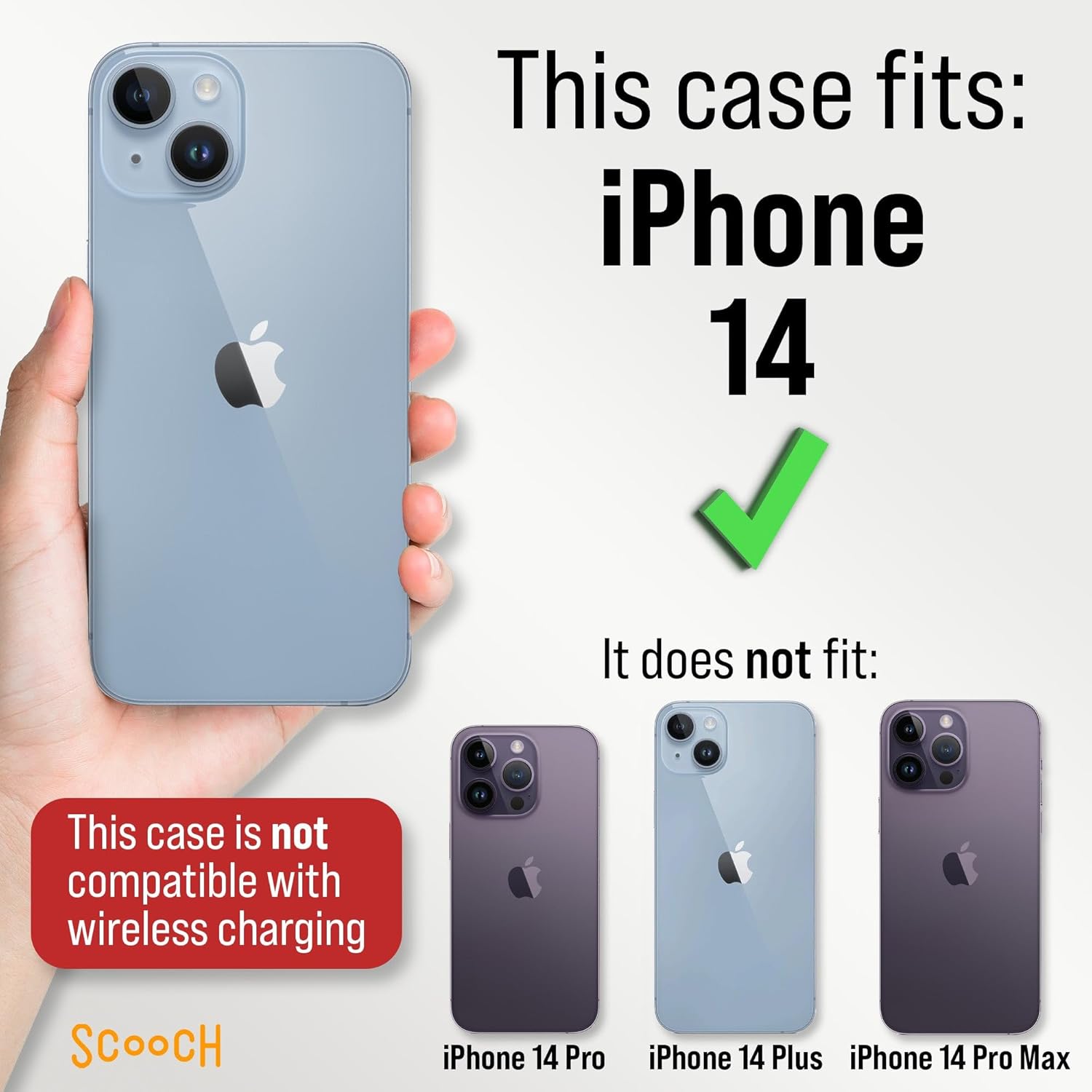 Scooch Wingmate – Funda para iPhone 14 con tarjetero y ranura oculta para tarjetas y protección RFID, capacidad para hasta 4 tarjetas, protección