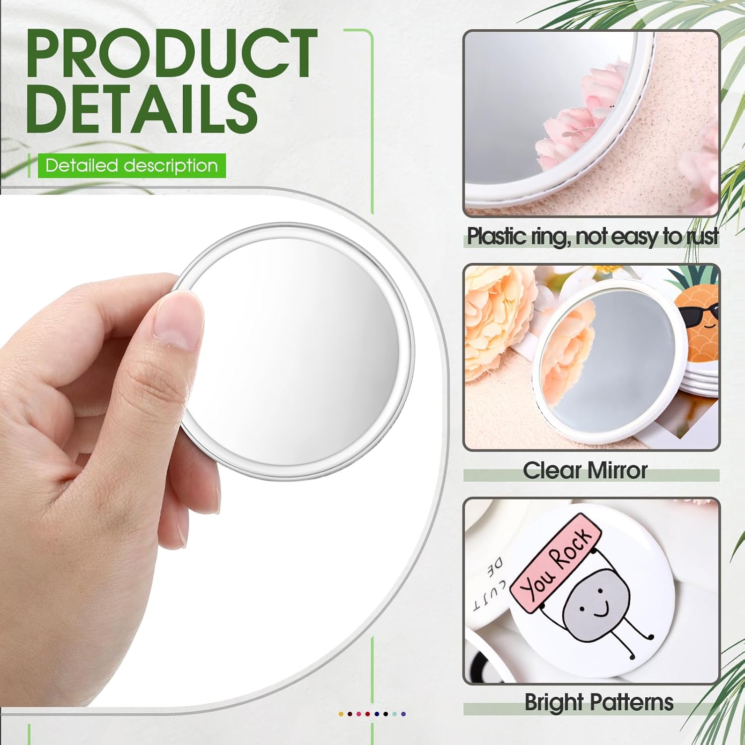 Espejo compacto motivacional a granel, inspirador juego de palabras de frutas, espejo de bolsillo para maquillaje, regalo de agradecimiento, regalo