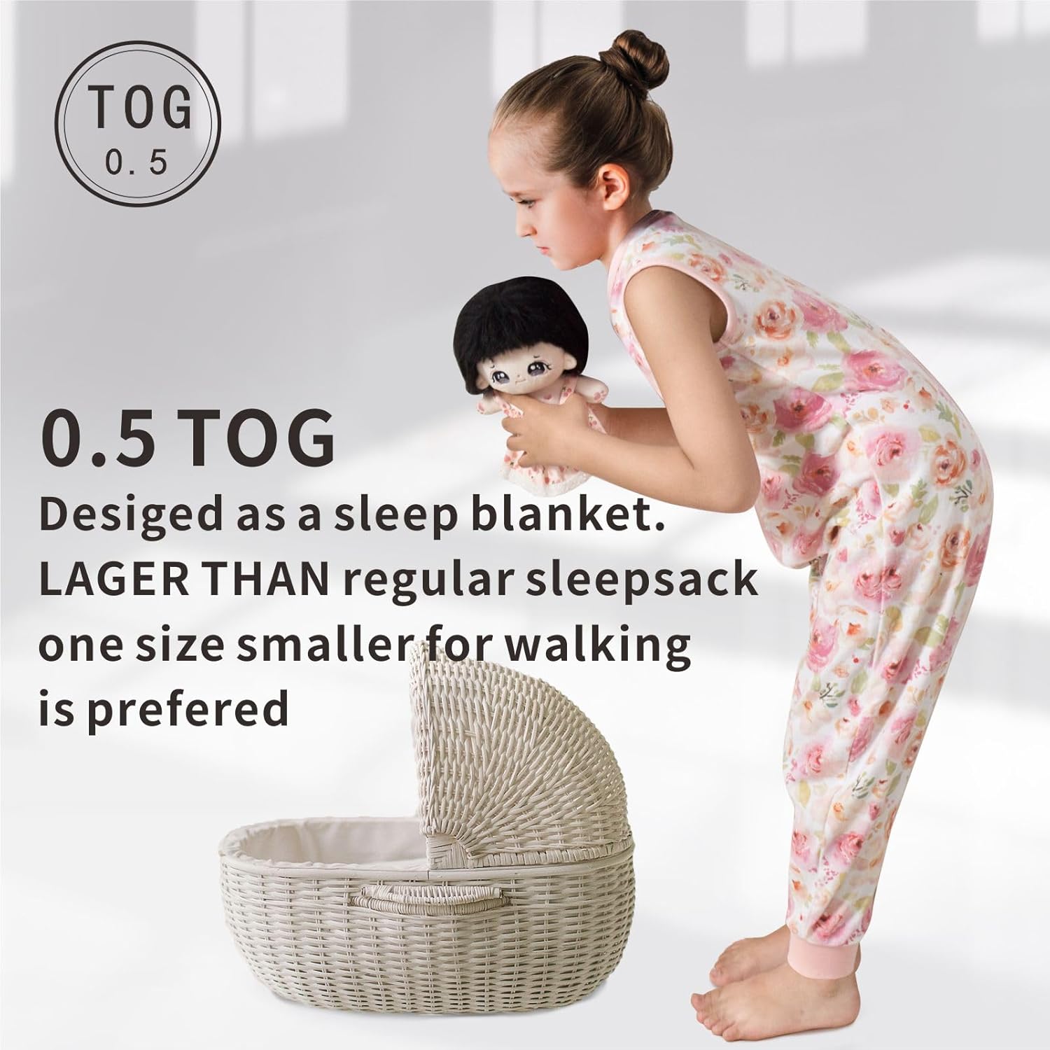 Saco de dormir para bebé con pies, 100% algodón, transpirable, saco de dormir para niños pequeños