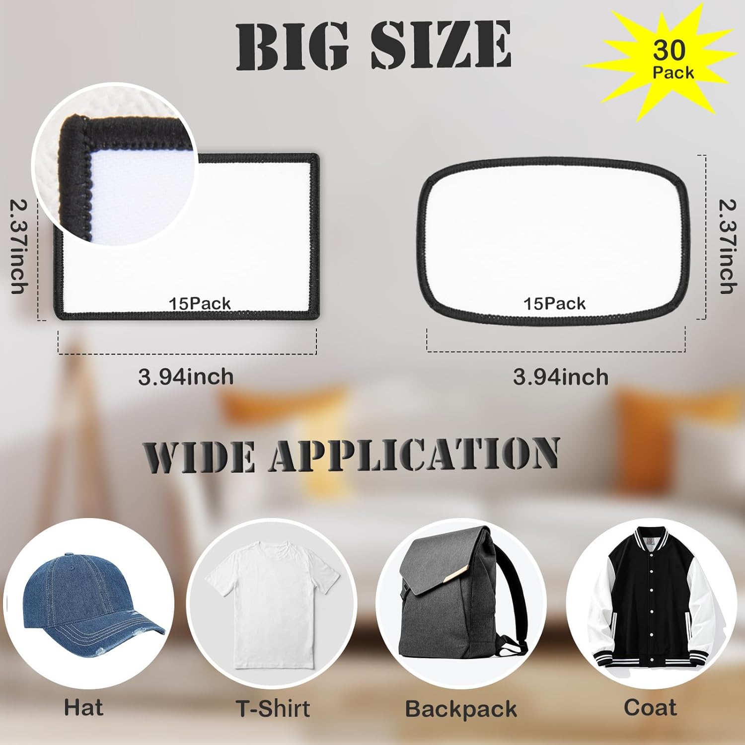 30 parches de sublimación, parches en blanco para planchar para sombreros de bricolaje, gorras, mochilas, uniformes, manualidades, forma redondeada