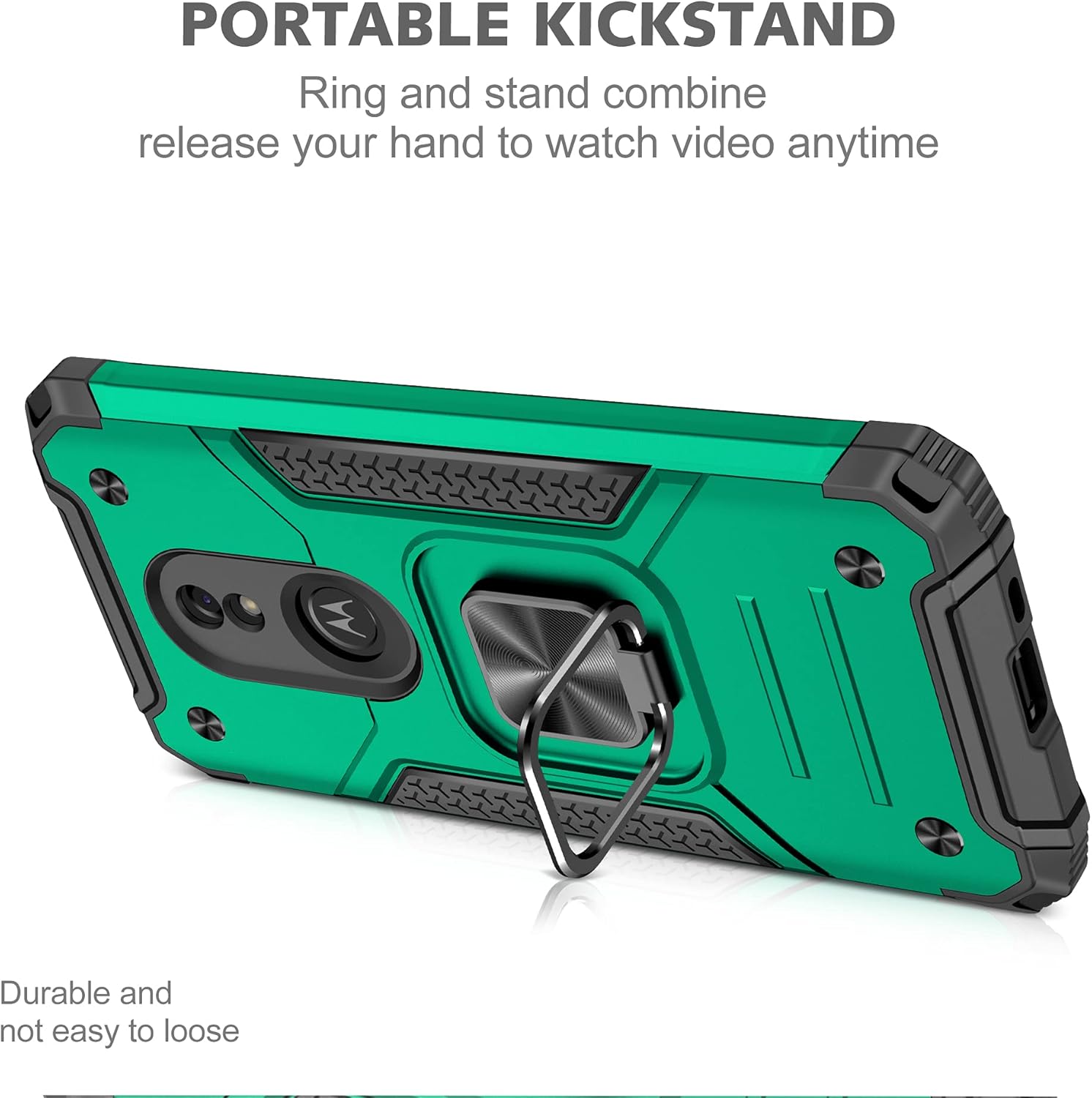 YmhxcY Funda para Moto G7 PowerG7 SupraG7 Optimo Maxx con protector de pantalla HD, fundas de grado armadura con soporte giratorio y función atril,