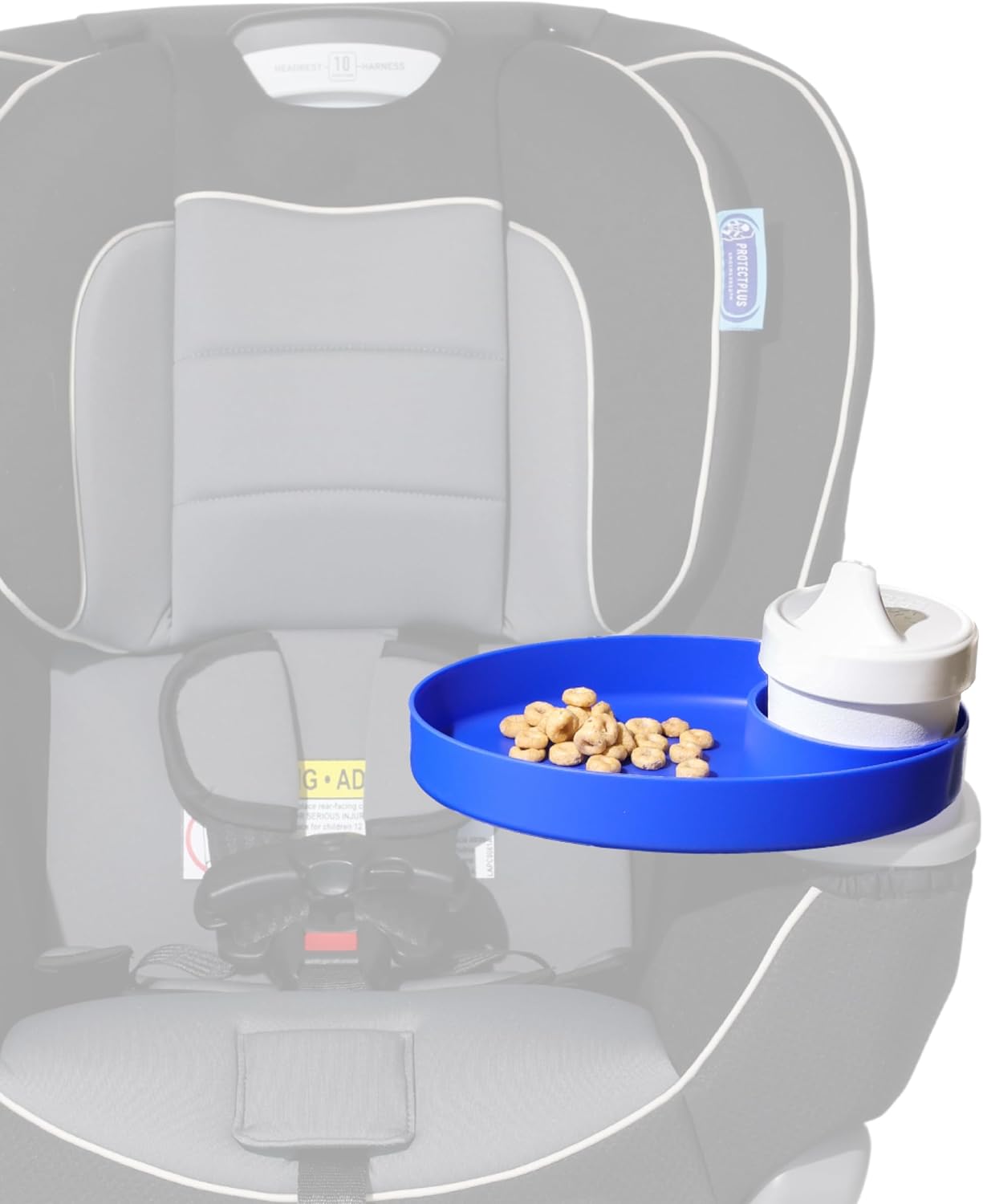 My Travel Tray Oval, fabricado en Estados Unidos. Extiende tu portavasos actual para sostener tu taza más una bandeja para aperitivos, juguetes y