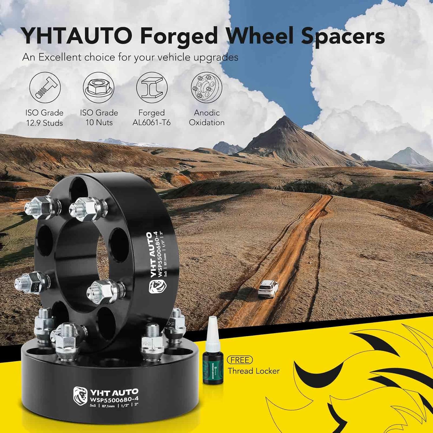 YHTAUTO Espaciadores de rueda de 5 x 5 de 2 pulgadas para modelos Jeep Grand Cherokee, Wrangler, Chevy, GMC, Ford, Buick, Cadillac, Lincoln y