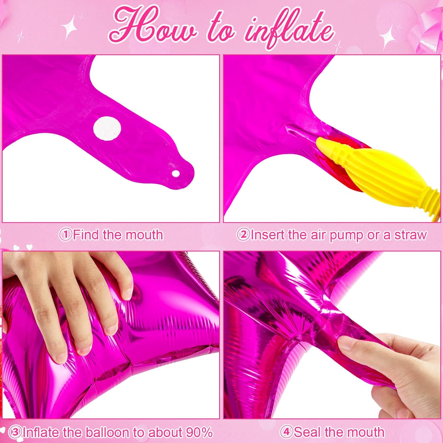 Globos rosas para niñas, 11 globos metálicos de color rosa intenso, globos de papel de aluminio de princesa rosa para suministros de fiesta temática