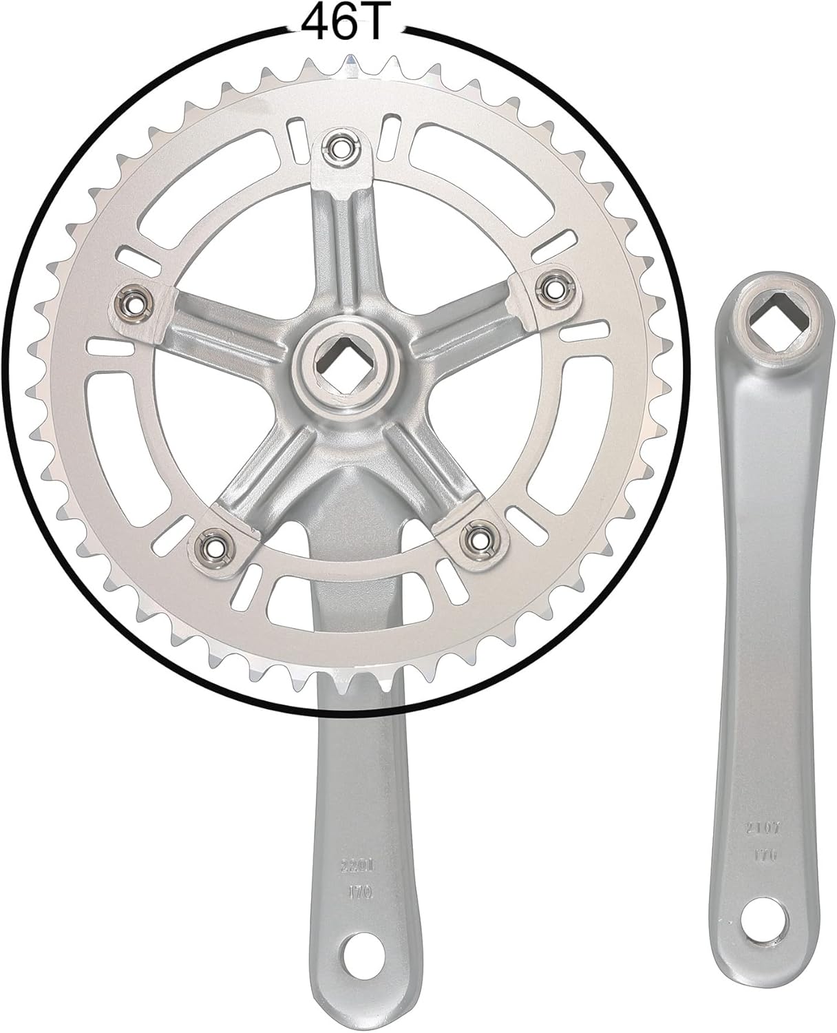 Urban Folding Bicycle Crank Set Single Tooth Disc 46T 130BCD 170mm Crankset is Suitable for Most Single Speed Bicycles