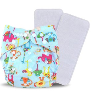 Pañal de tela lavable reutilizable talla única ajustable para bebé, 1 pañal y 2 piezas de insertos de microfibra de 3 capas Pañal de tela lavable reutilizable talla única ajustable para bebé, 1 pañal y 2 piezas de insertos de microfibra de 3 capas