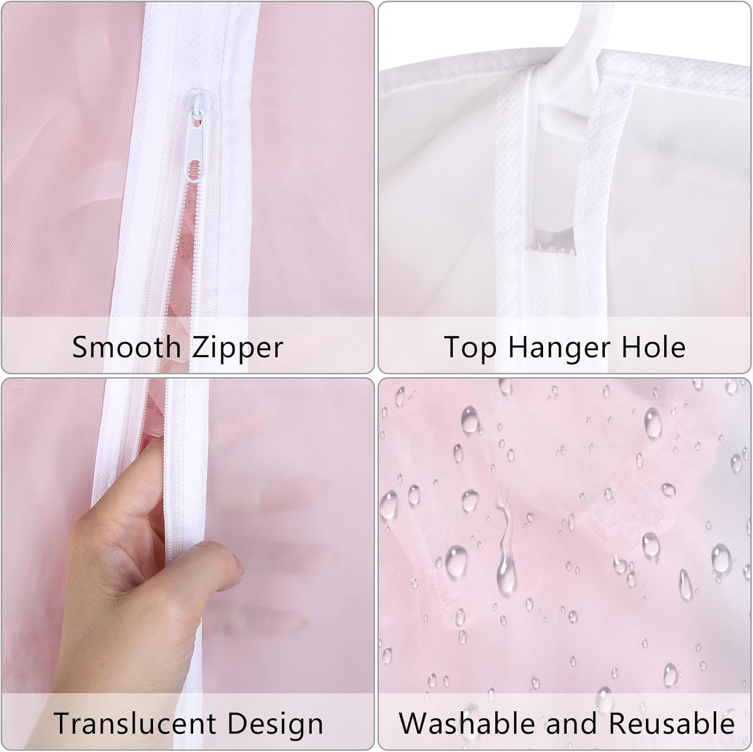 GoodtoU Bolsas de ropa para almacenamiento de ropa colgante, 12 paquetes de bolsas de traje para armario de 24 x 40 pulgadas, fundas de ropa que